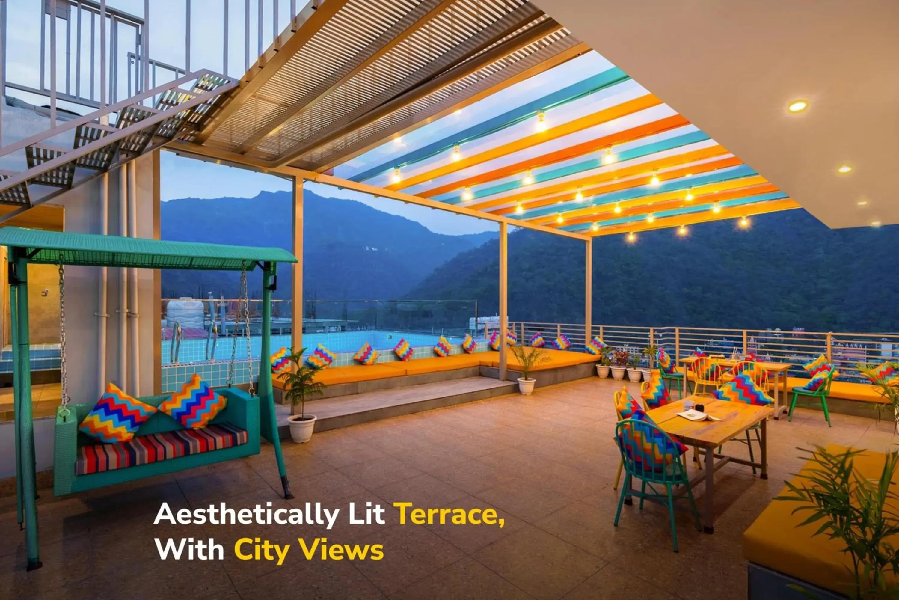 Pool view in goSTOPS PLUS Rishikesh Tapovan Pool view in goSTOPS PLUS Rishikesh Tapovan