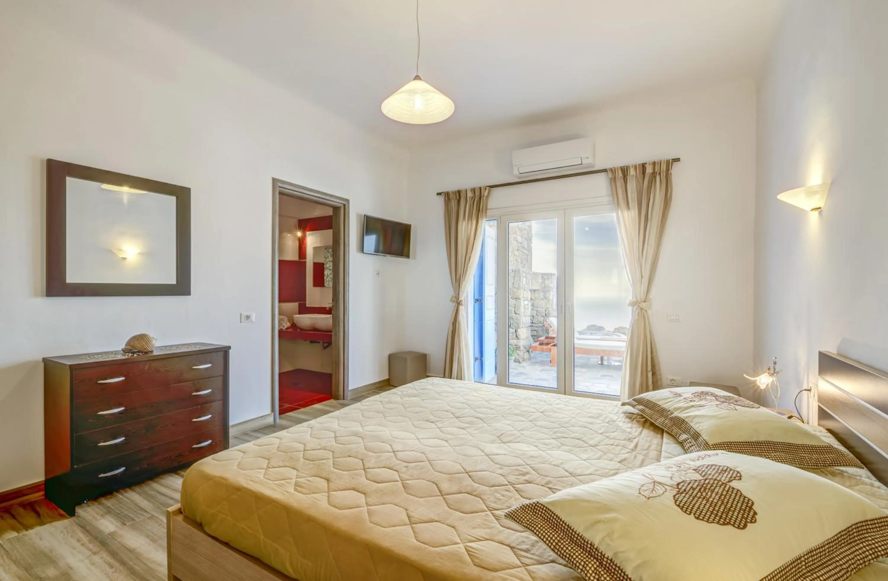 Bed in Manolia View Mykonos