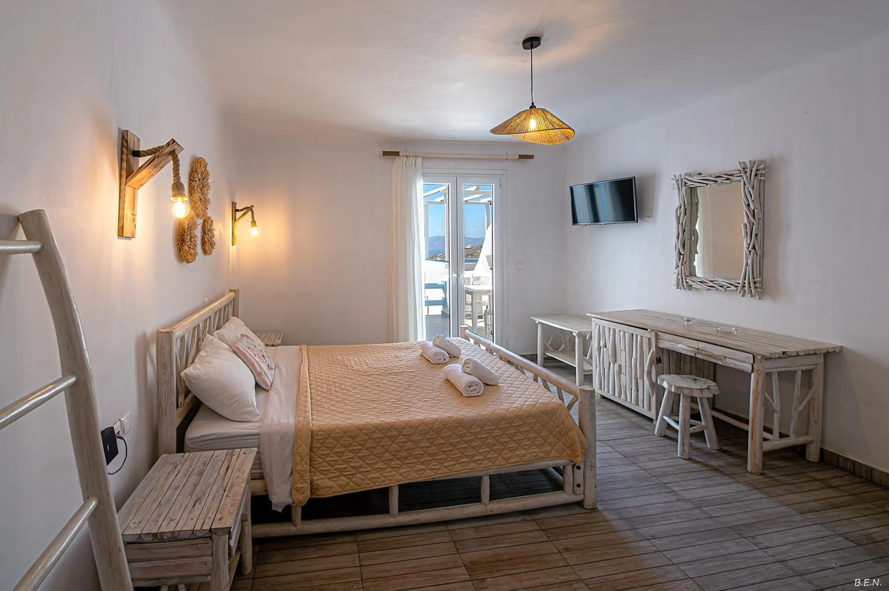 Bedroom, Bed in Manolia View Mykonos