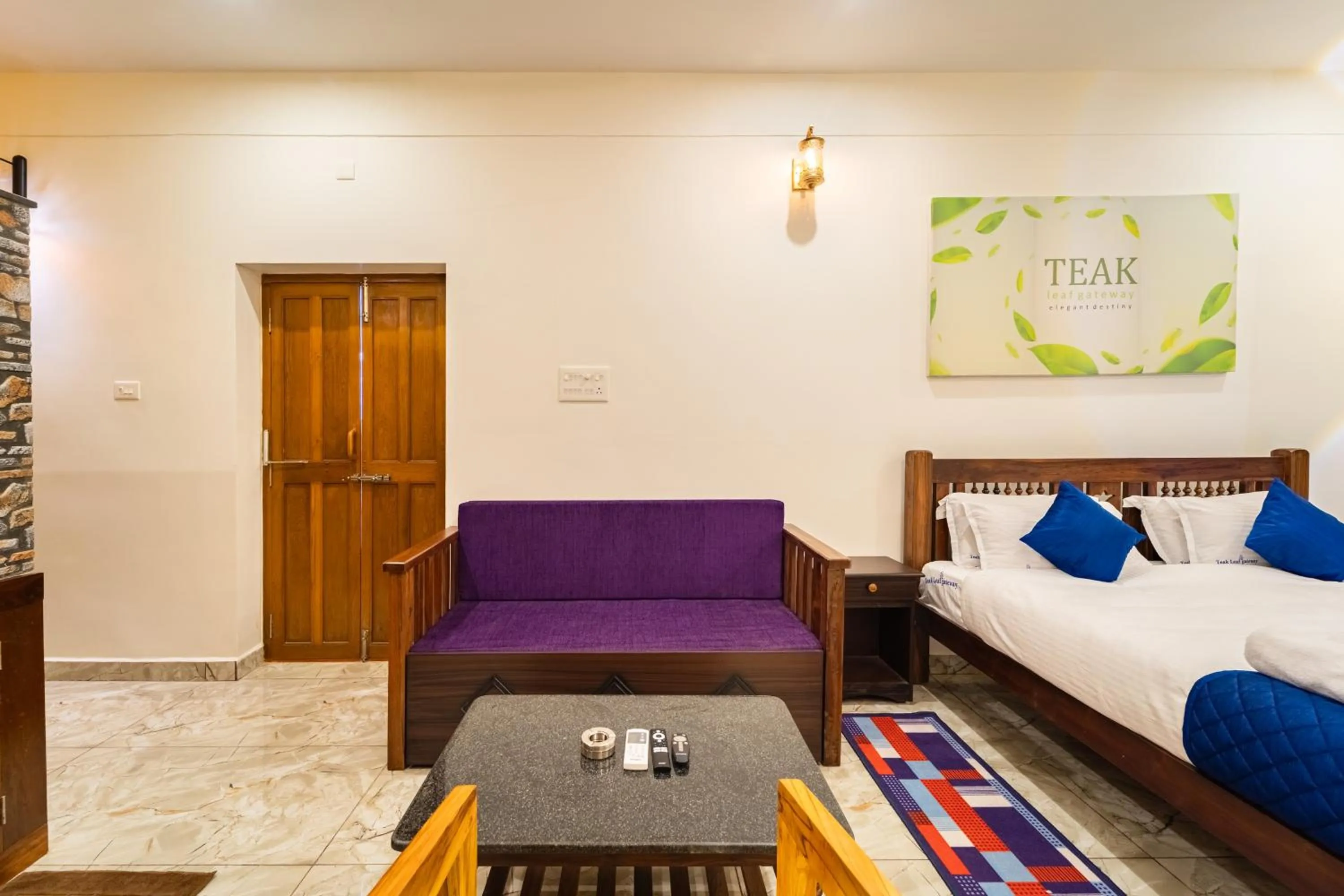 Seating area, Bed in Teak Leaf Gateway Villa with Swimming Pool Indoor Games