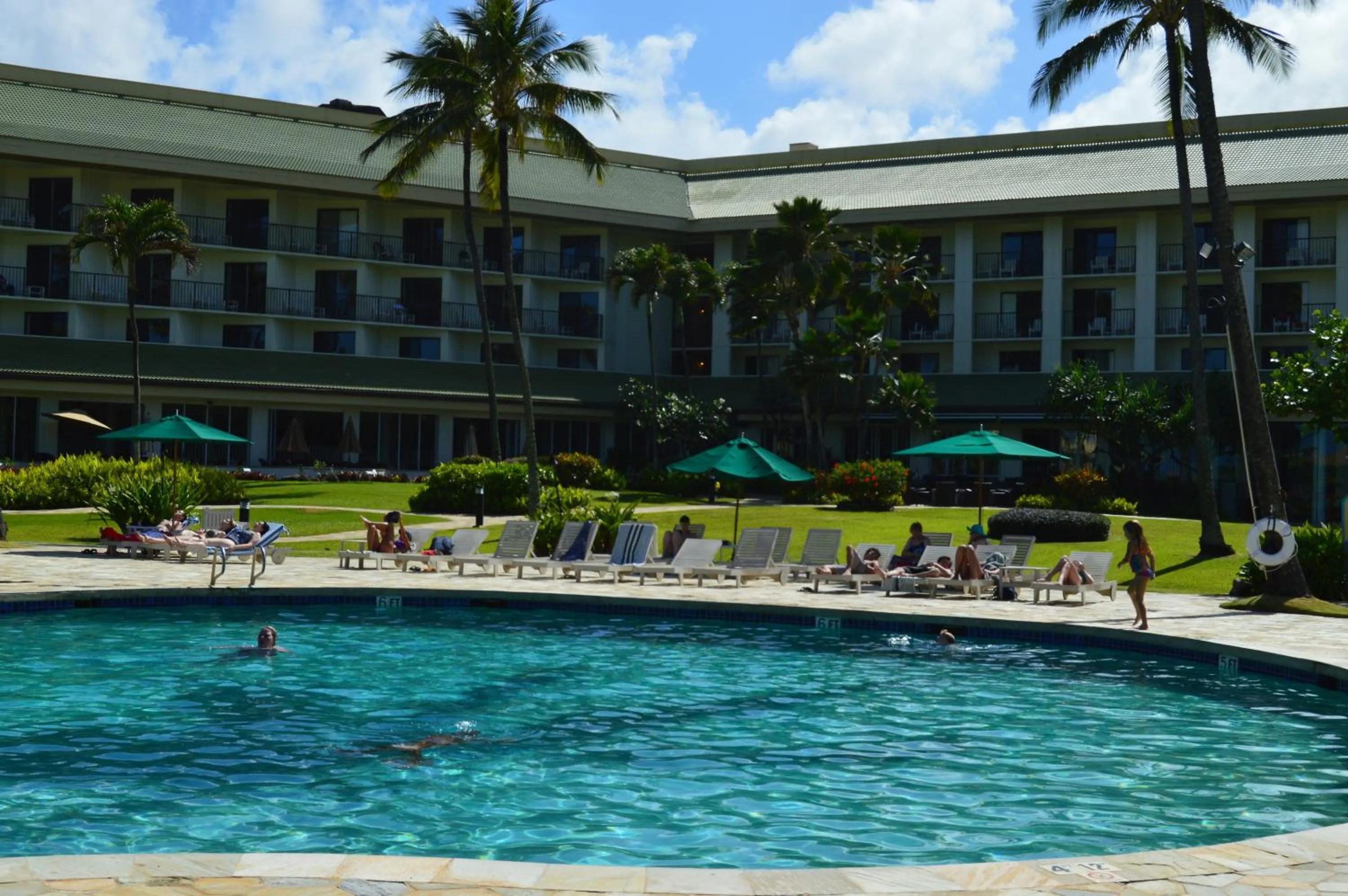 Pool view in 2417 at Oceanfront Resort Lihue Kauai Beach Drive Private Condo