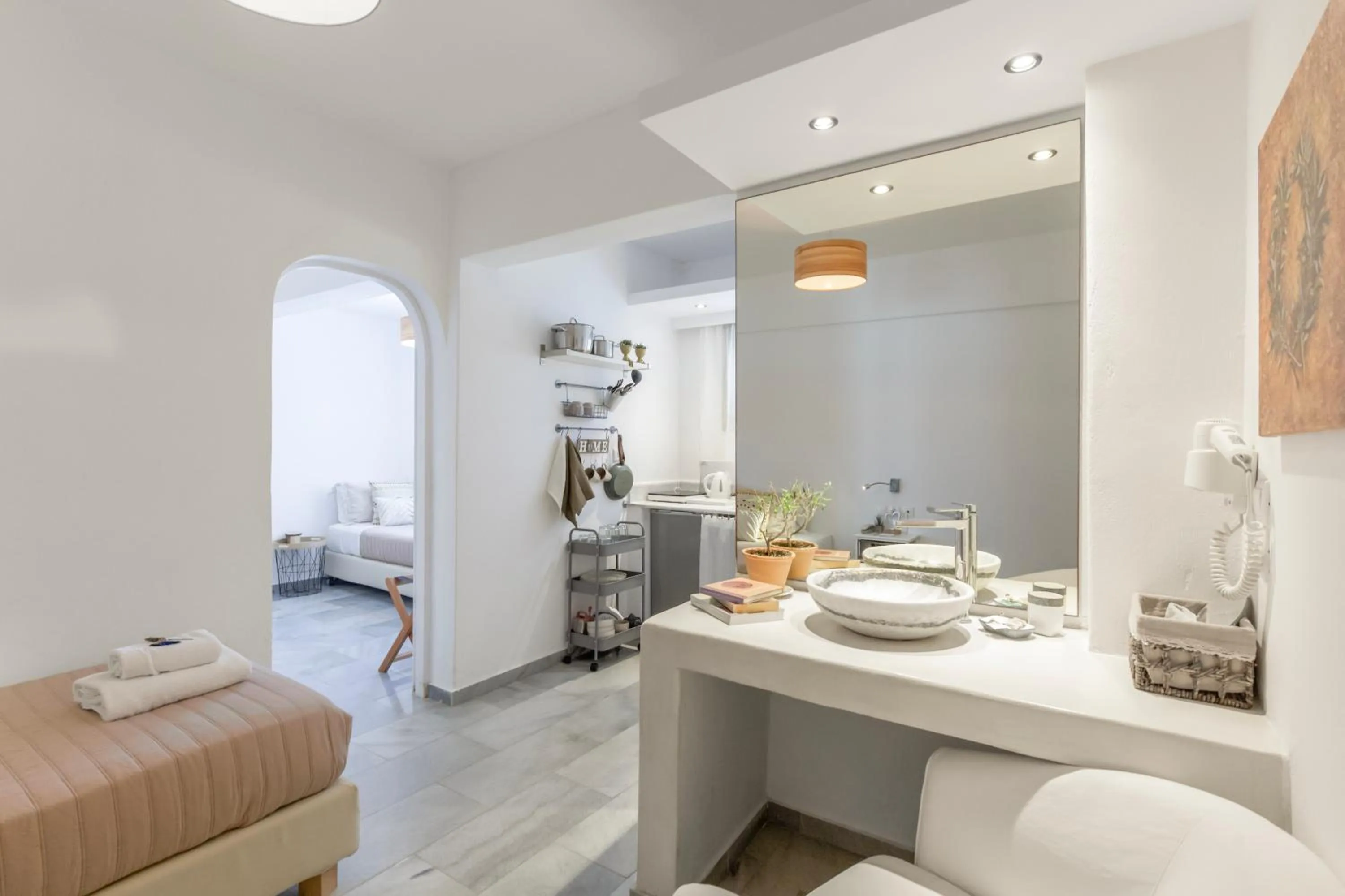 Kitchen or kitchenette, Bed in Margarita Studios Ambelas