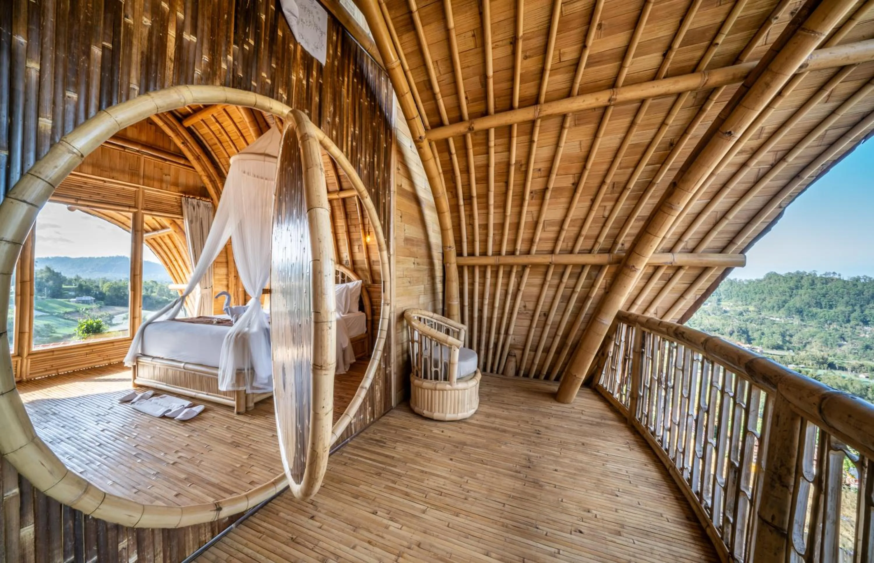 Balcony/Terrace in The Dewi Eco Bamboo Villa