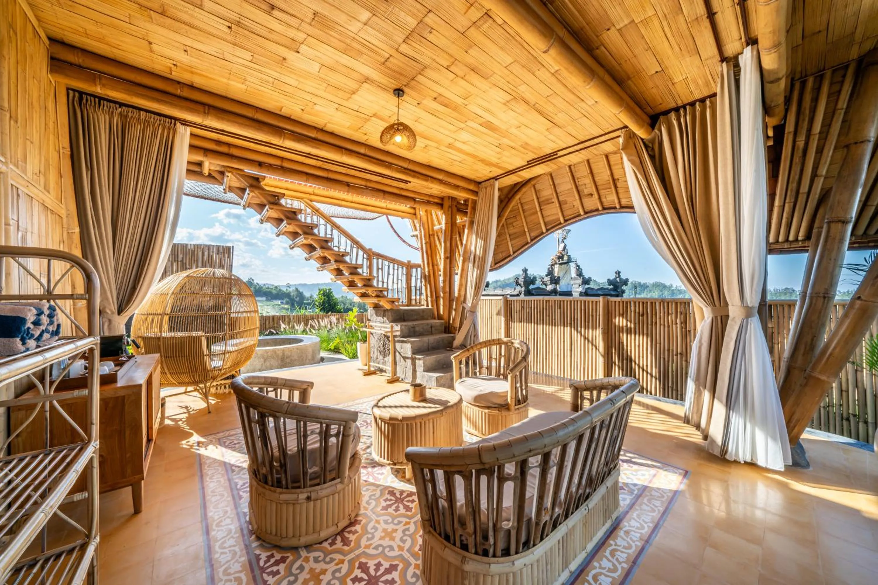 Living room in The Dewi Eco Bamboo Villa