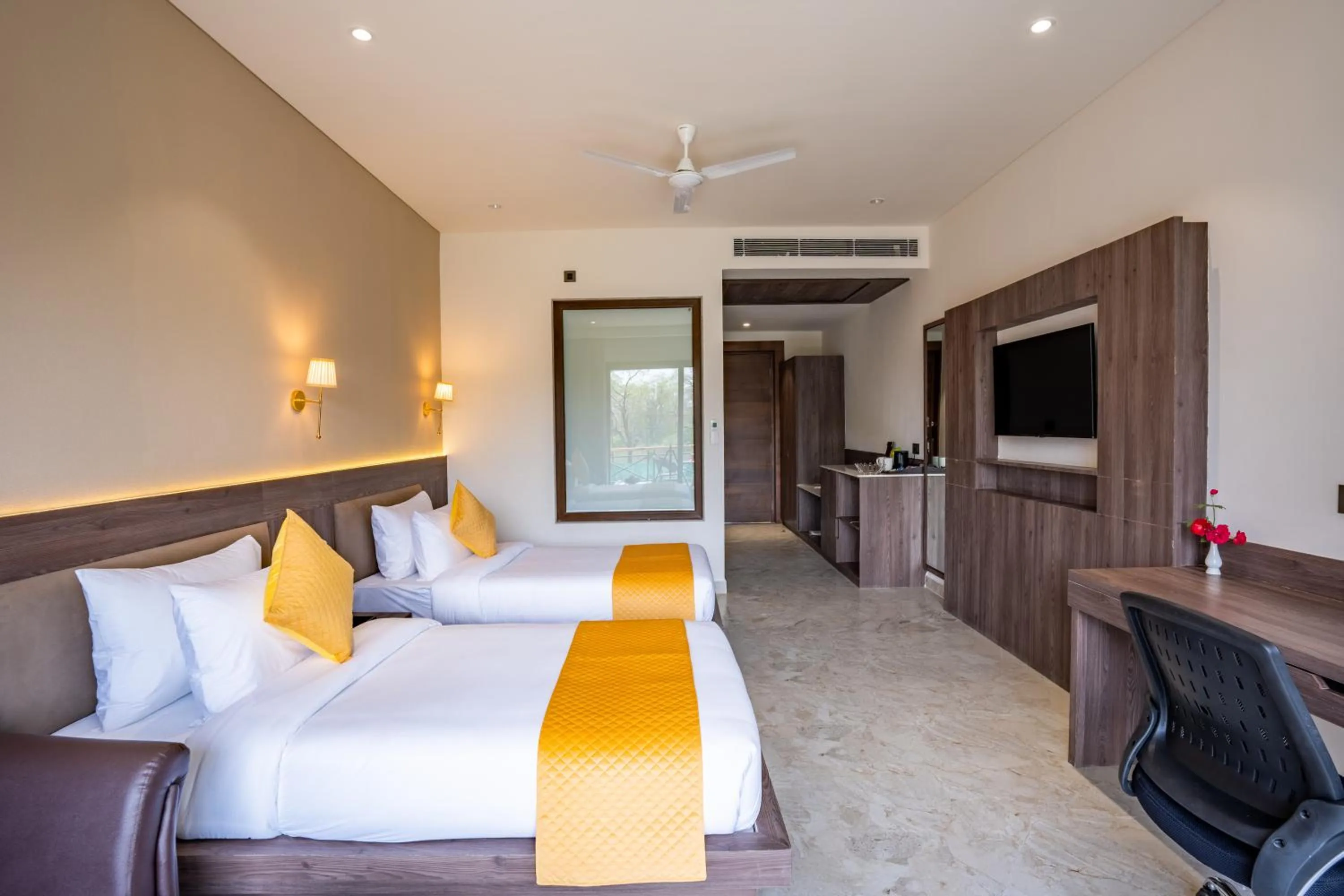 Bed in Shervani Pebbles & Pines Resort & Spa, Corbett