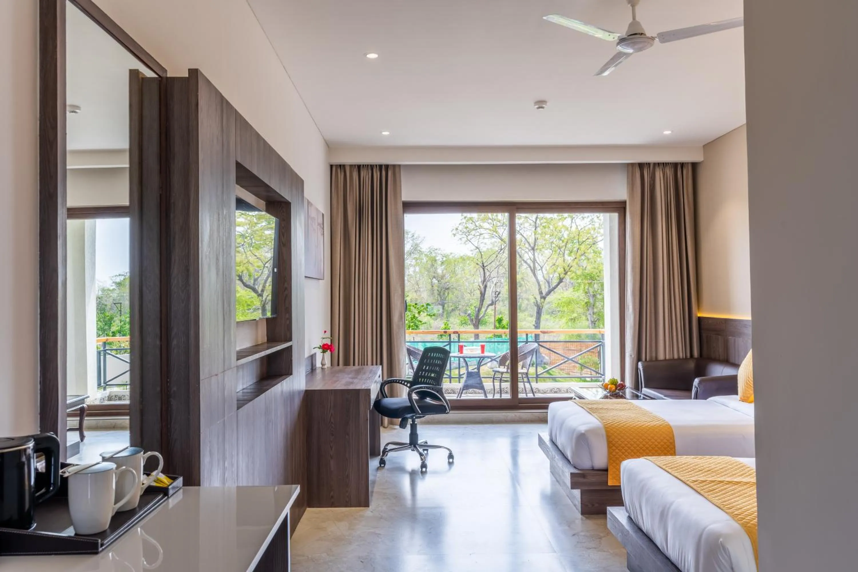 Bed in Shervani Pebbles & Pines Resort & Spa, Corbett