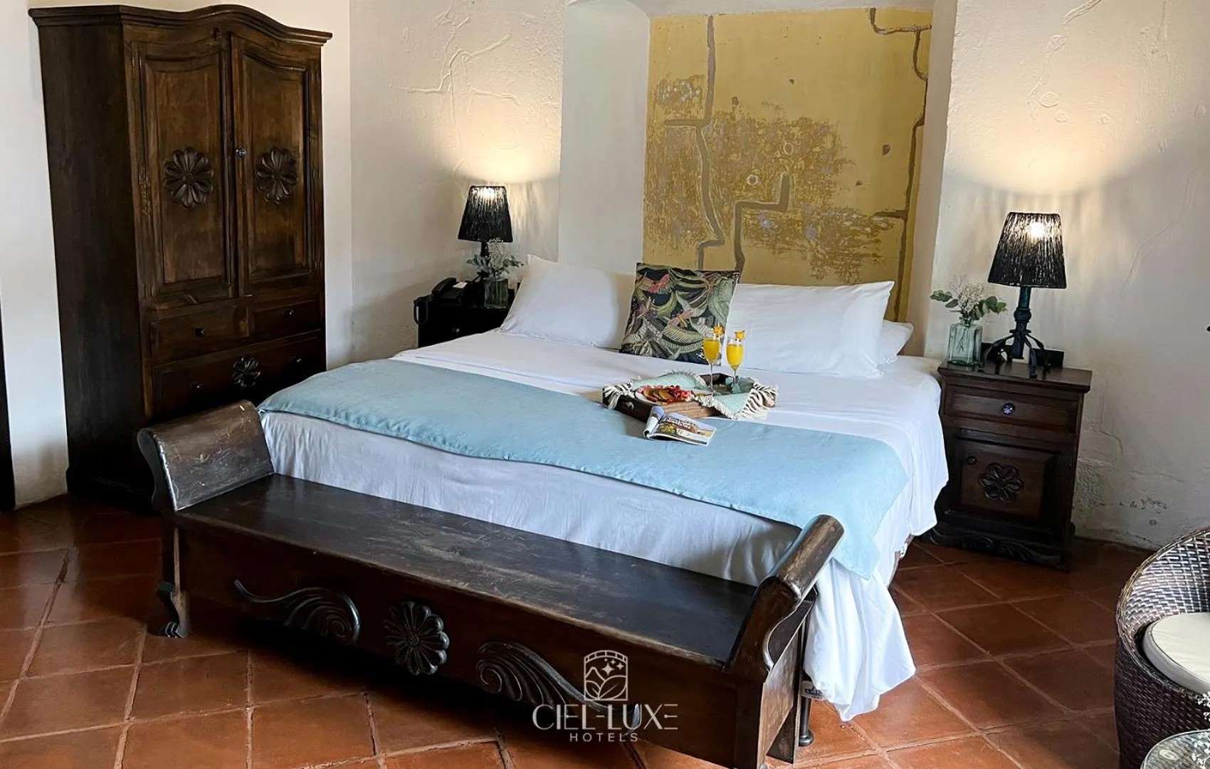 Bed in Ciel Luxe Hotels Antigua Guatemala
