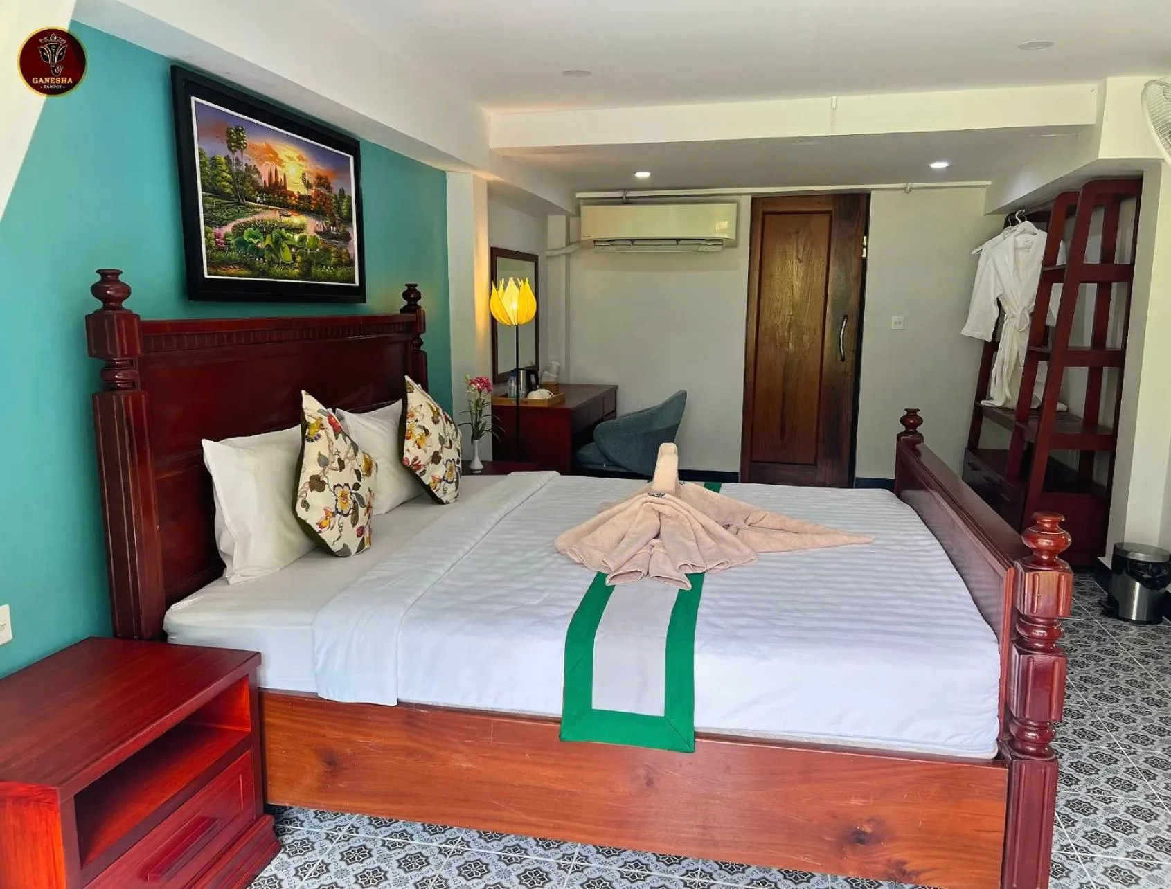 Bed in Ganesha Kampot Resort