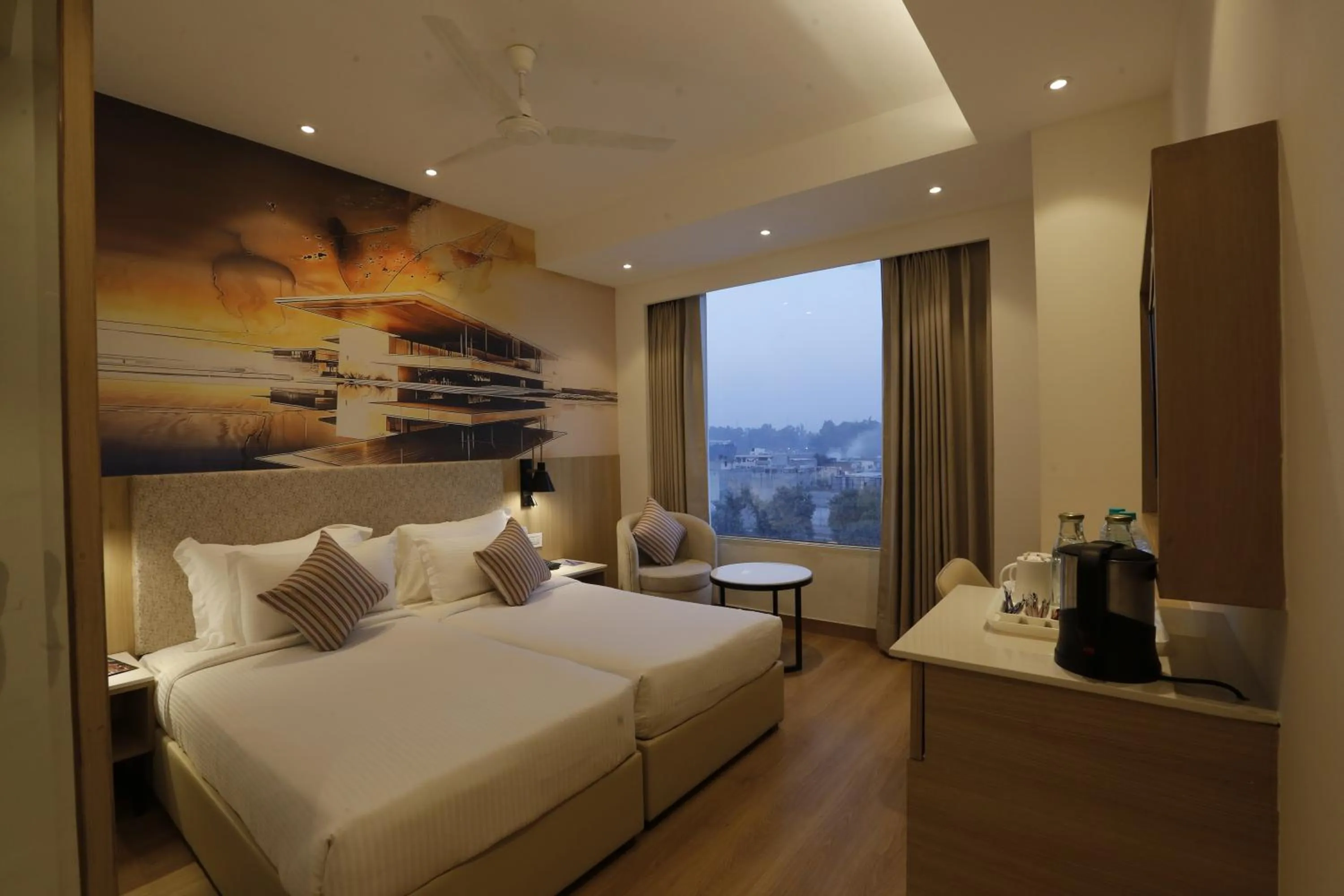 View (from property/room), Bed in Tulip Inn Zirakpur