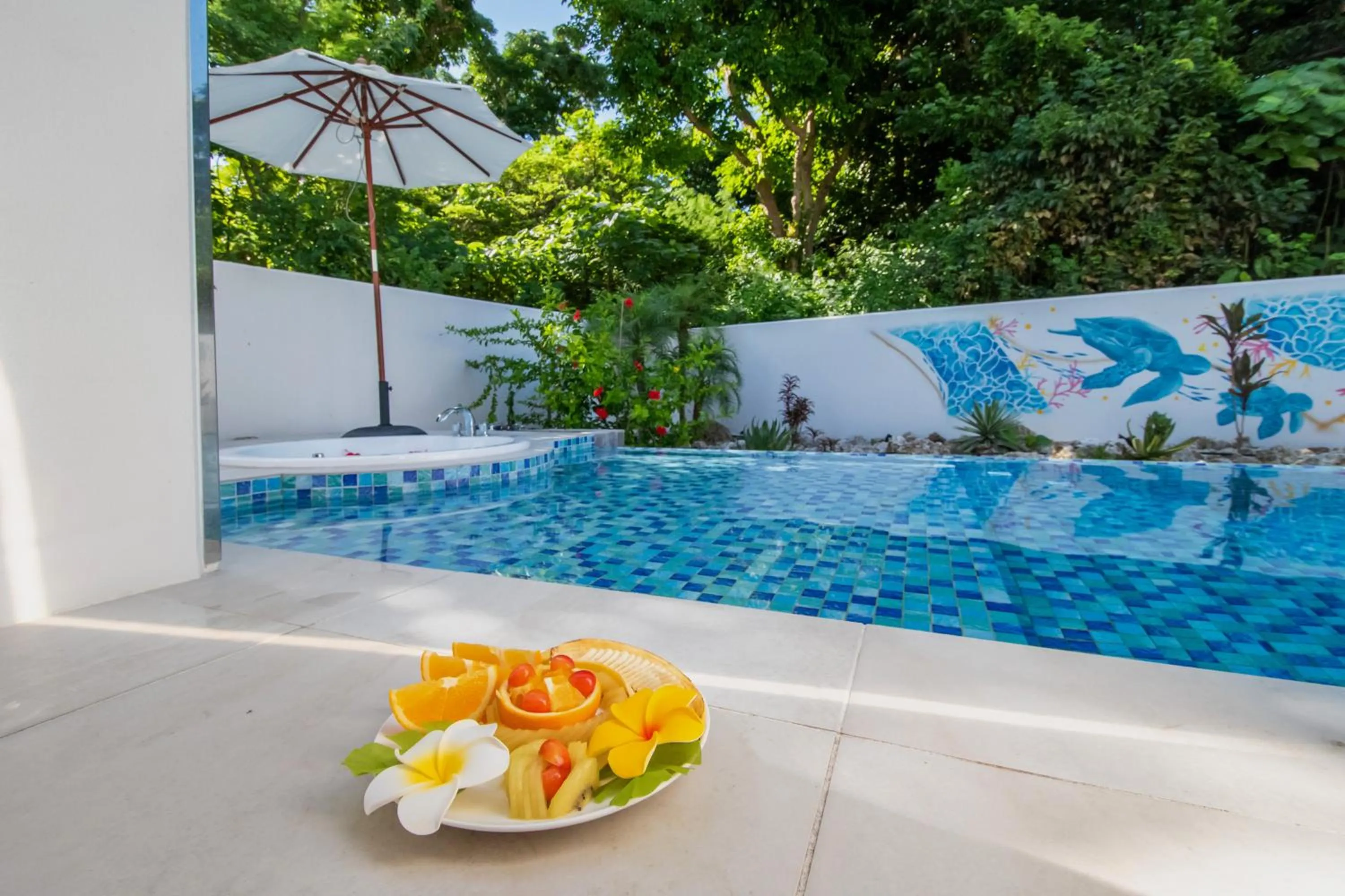 Pool view in pool villa Sanrriott Okinawa Motobu