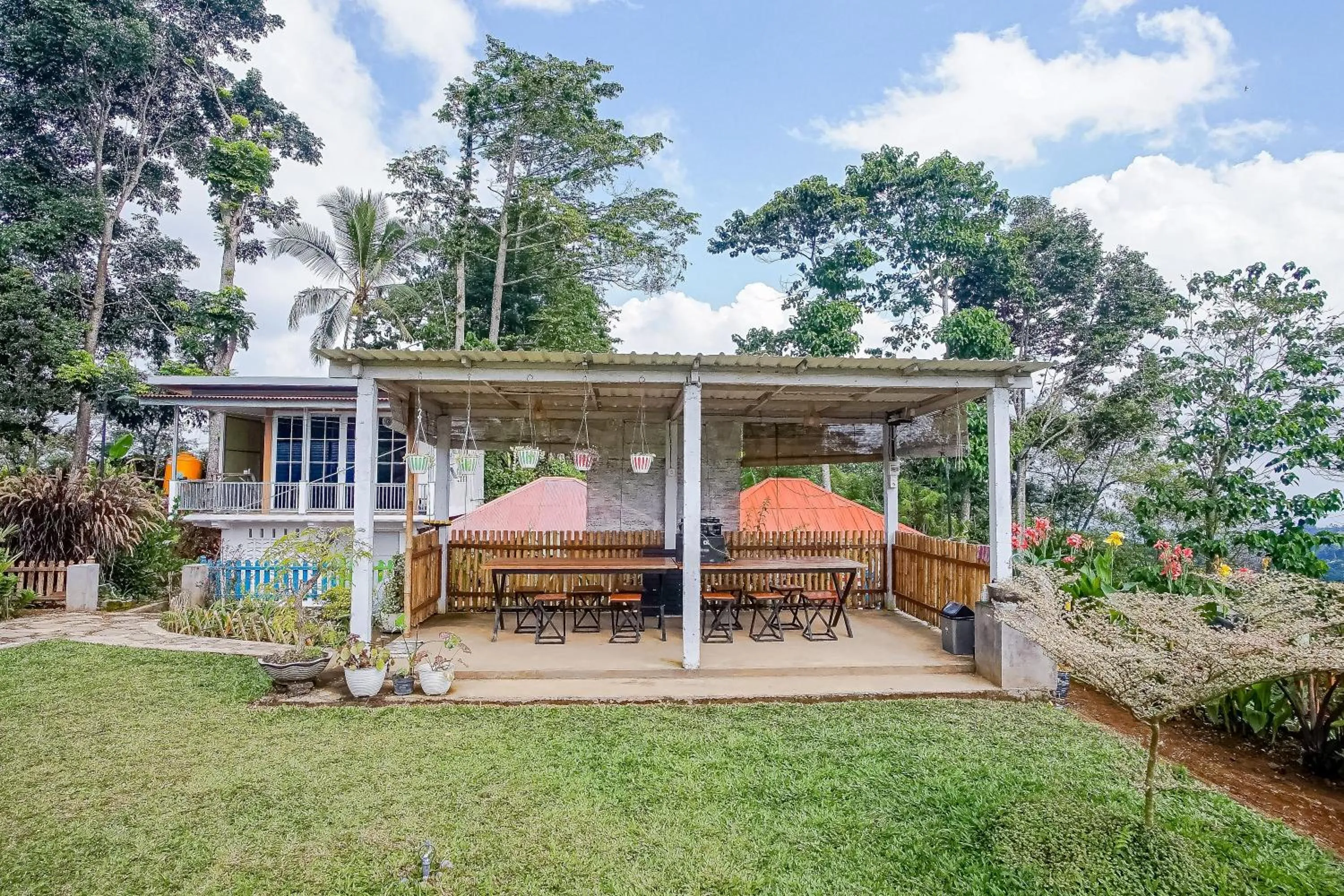 Seating area in Rainbow Glamping