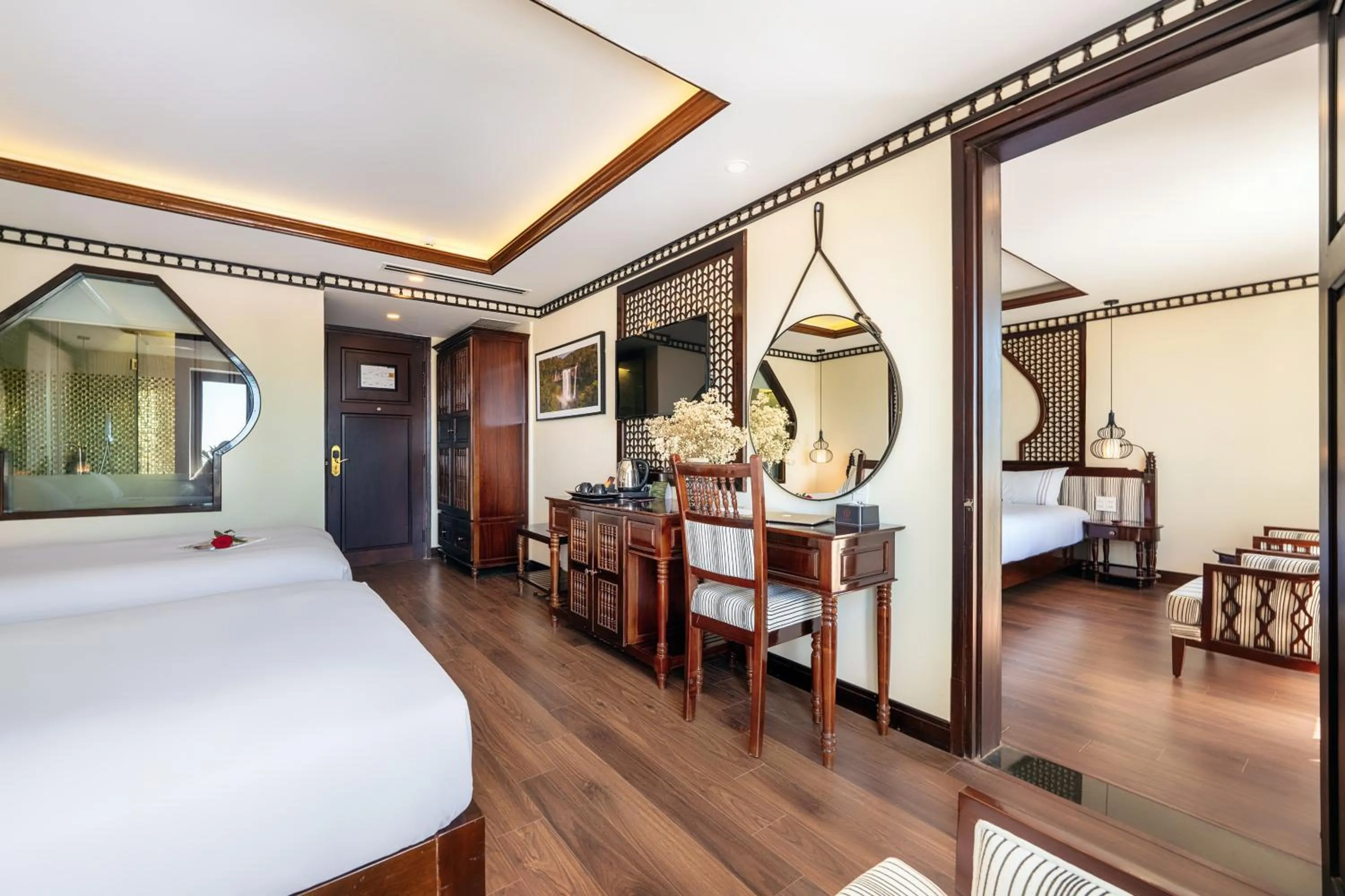 Bed in Qualia De Hôtel Hoi An - Rooftop Bar City View