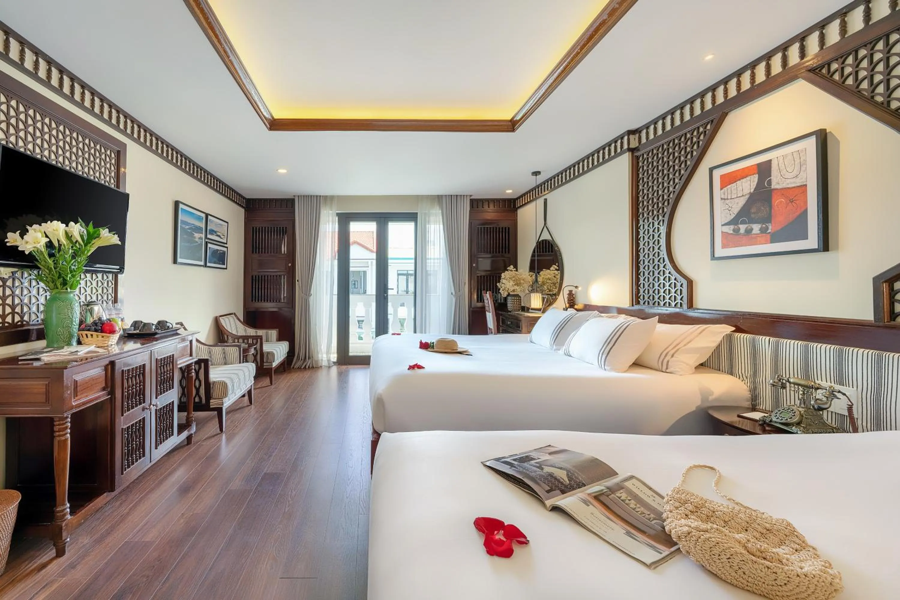 Living room, Bed in Qualia De Hôtel Hoi An - Rooftop Bar City View