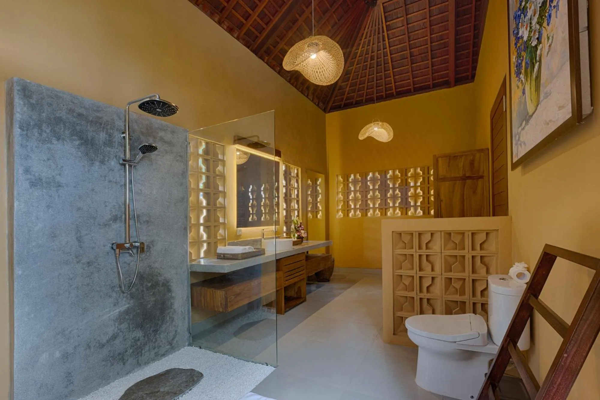 Shower in Samkhya Villas - Free 1x Floating Breakfast or Minibar