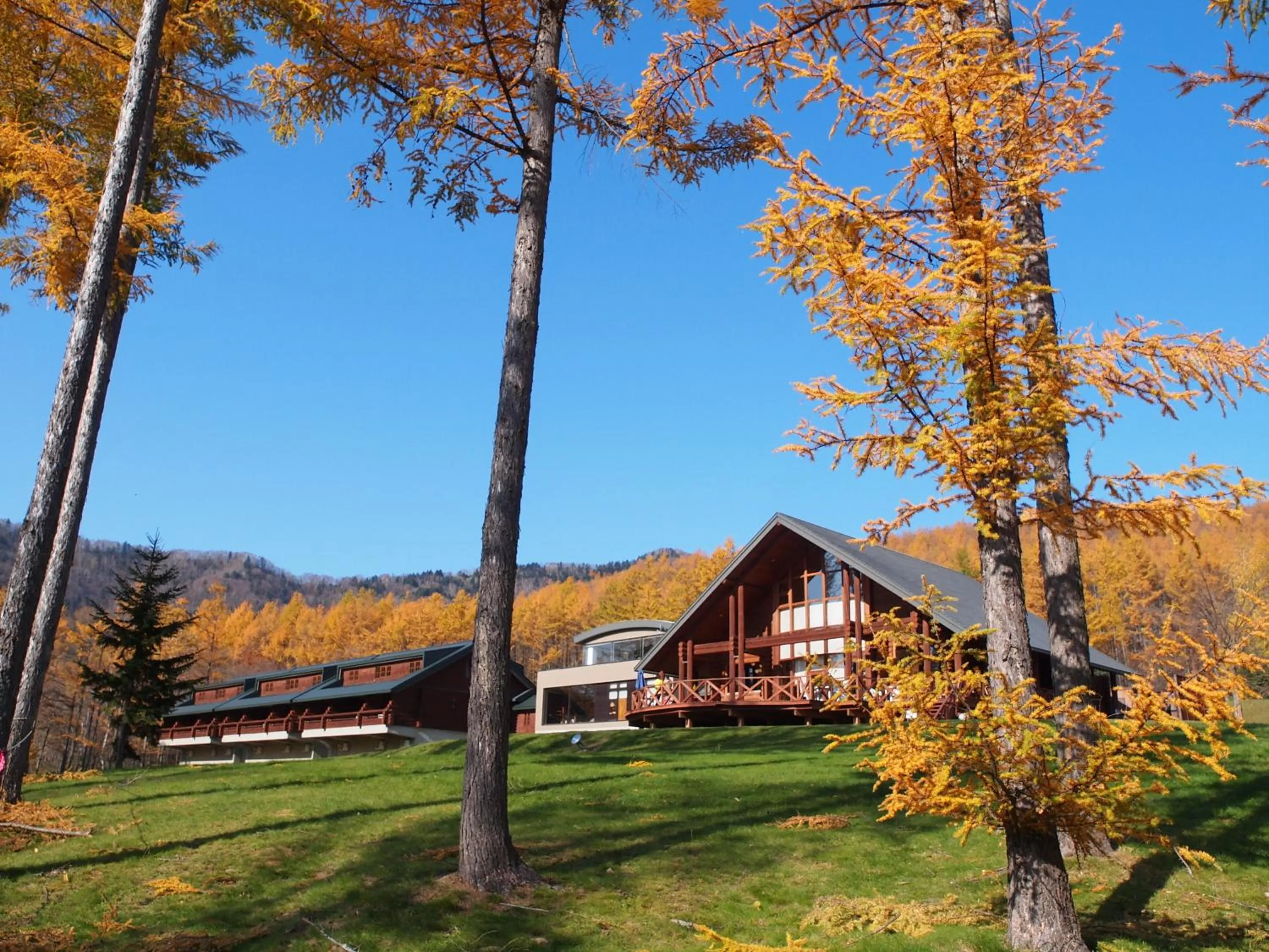 Facade/entrance in Log Hotel Larch Lake Kanayama
