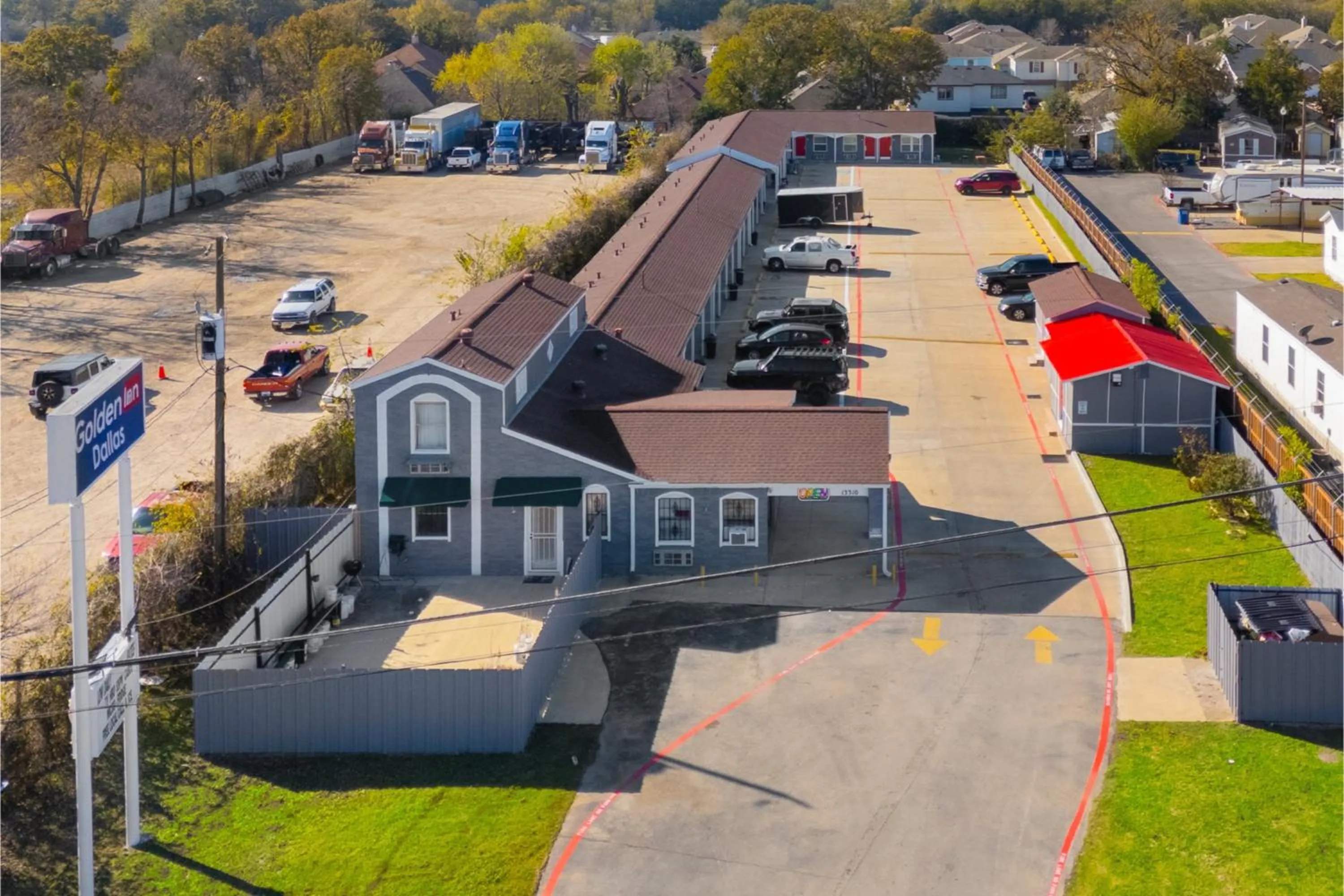 Property building in Golden Inn Dallas by Hotel O