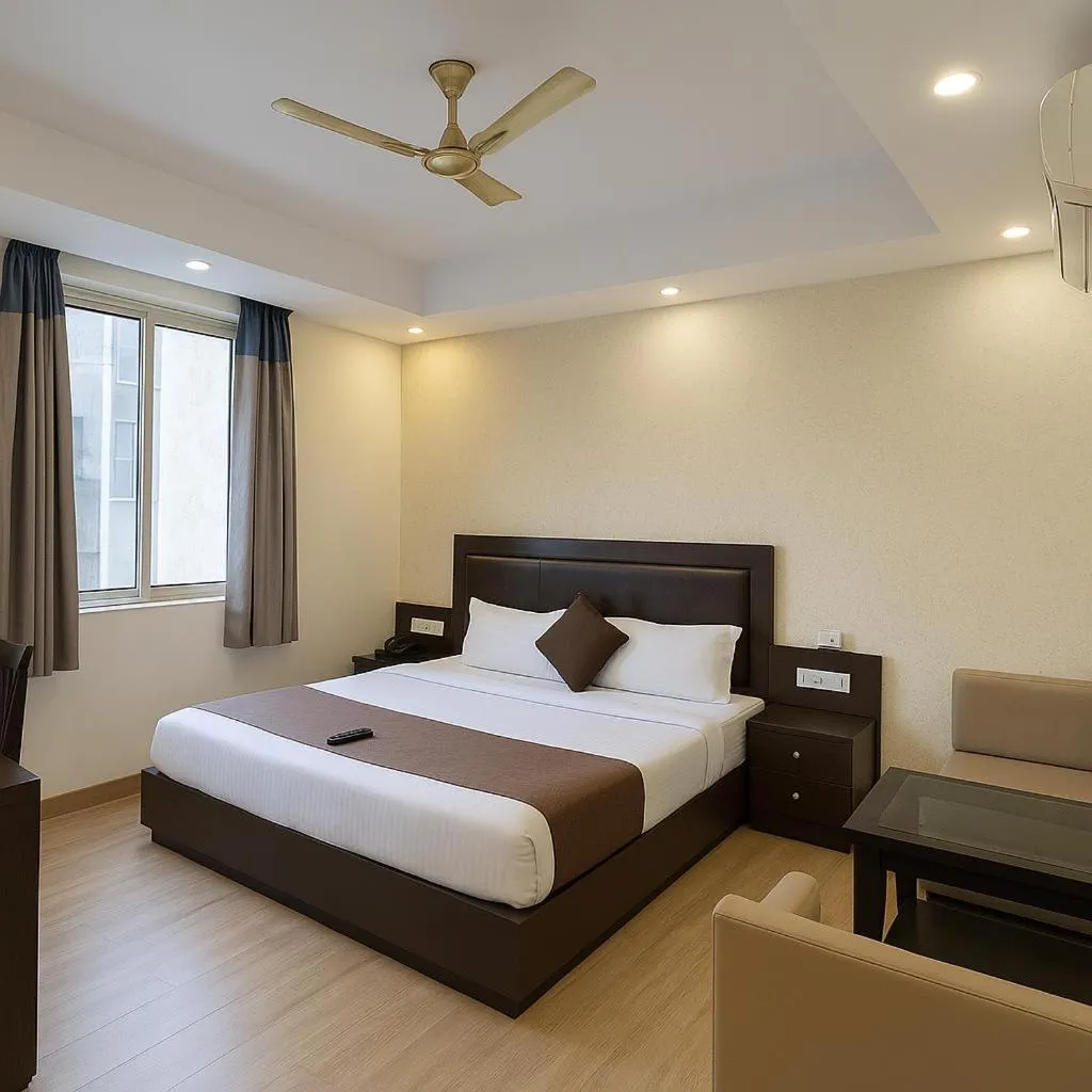 Bed in Hotel Kingston Park, Karol Bagh, New Delhi - 2 Mins from Metro