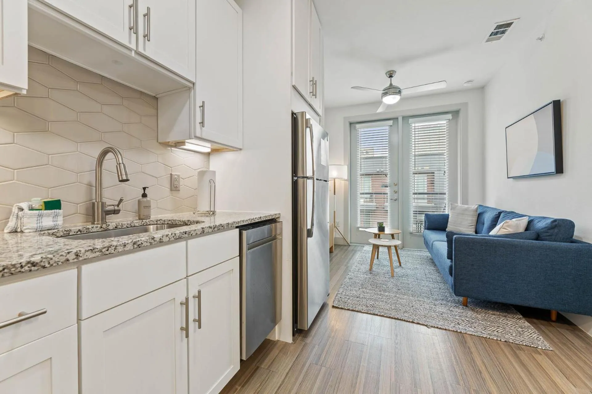 Living room in Placemakr Downtown Austin