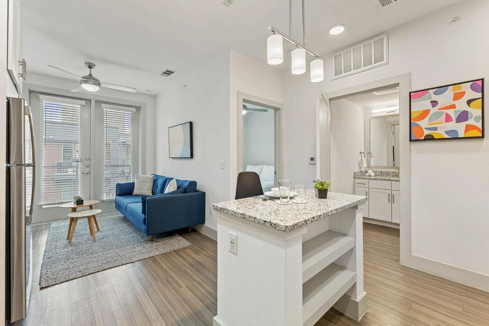 Living room in Placemakr Downtown Austin