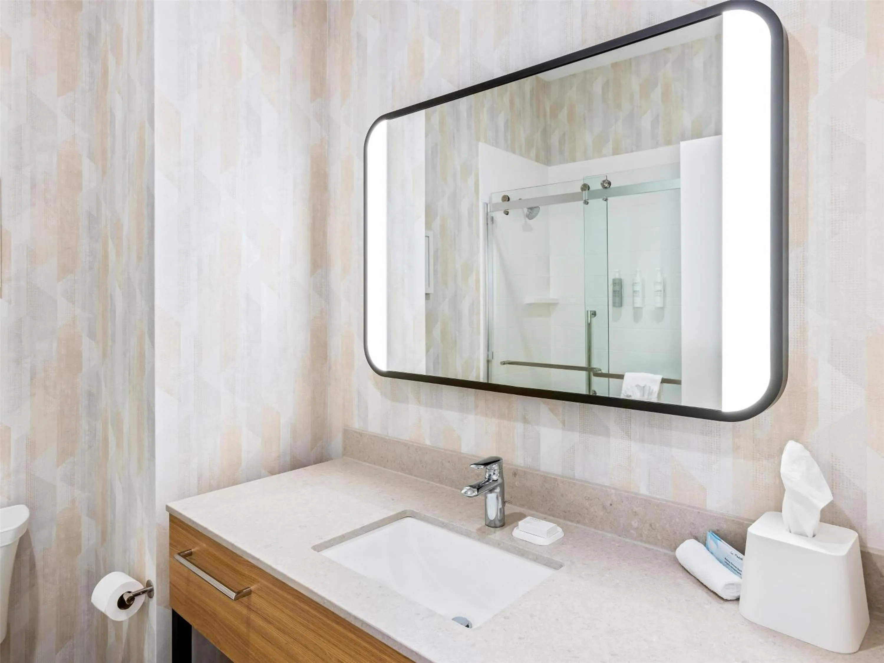 Bathroom in Hampton Inn St Ignace Lakefront Mackinac