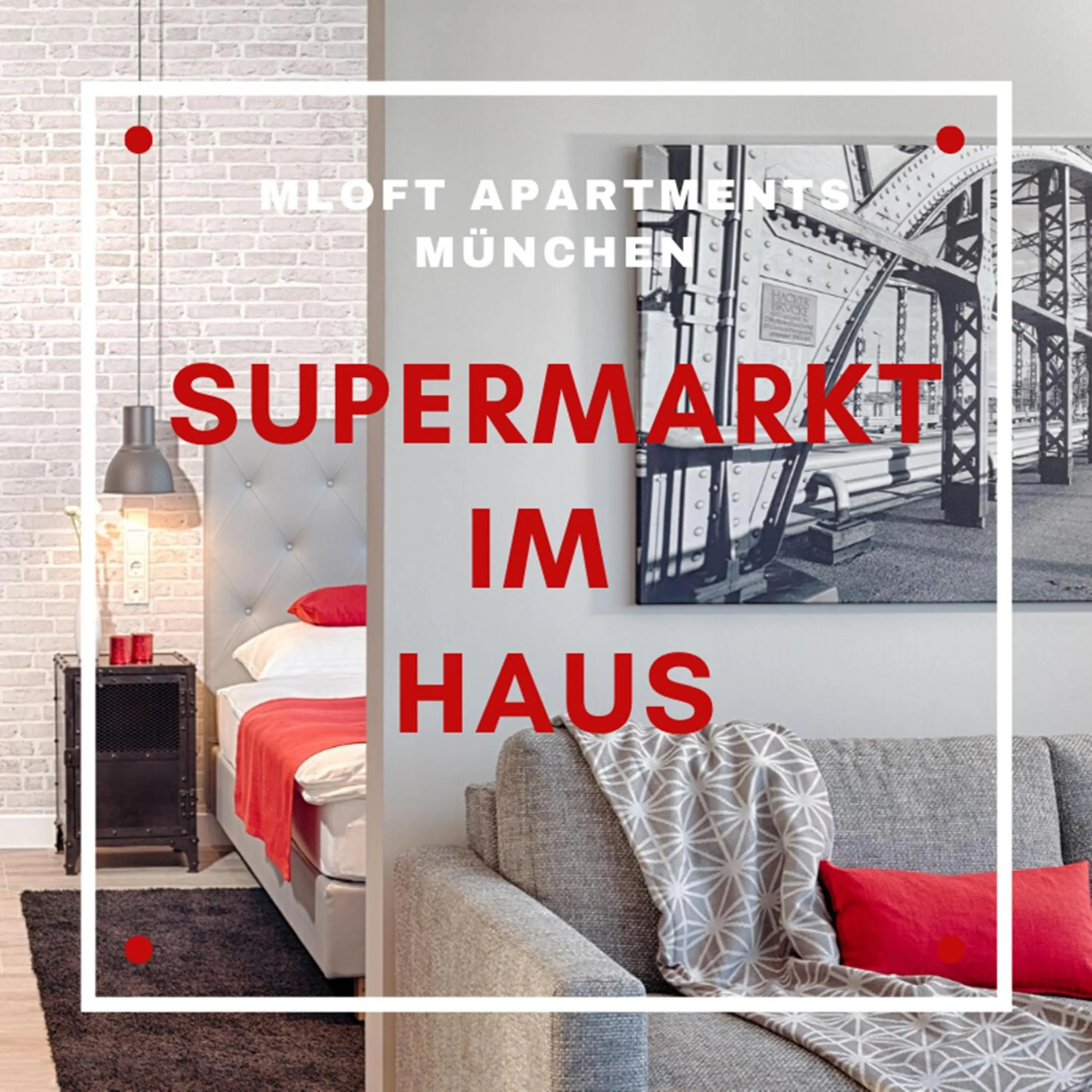 On-site shops, Bed in MLOFT Apartments München