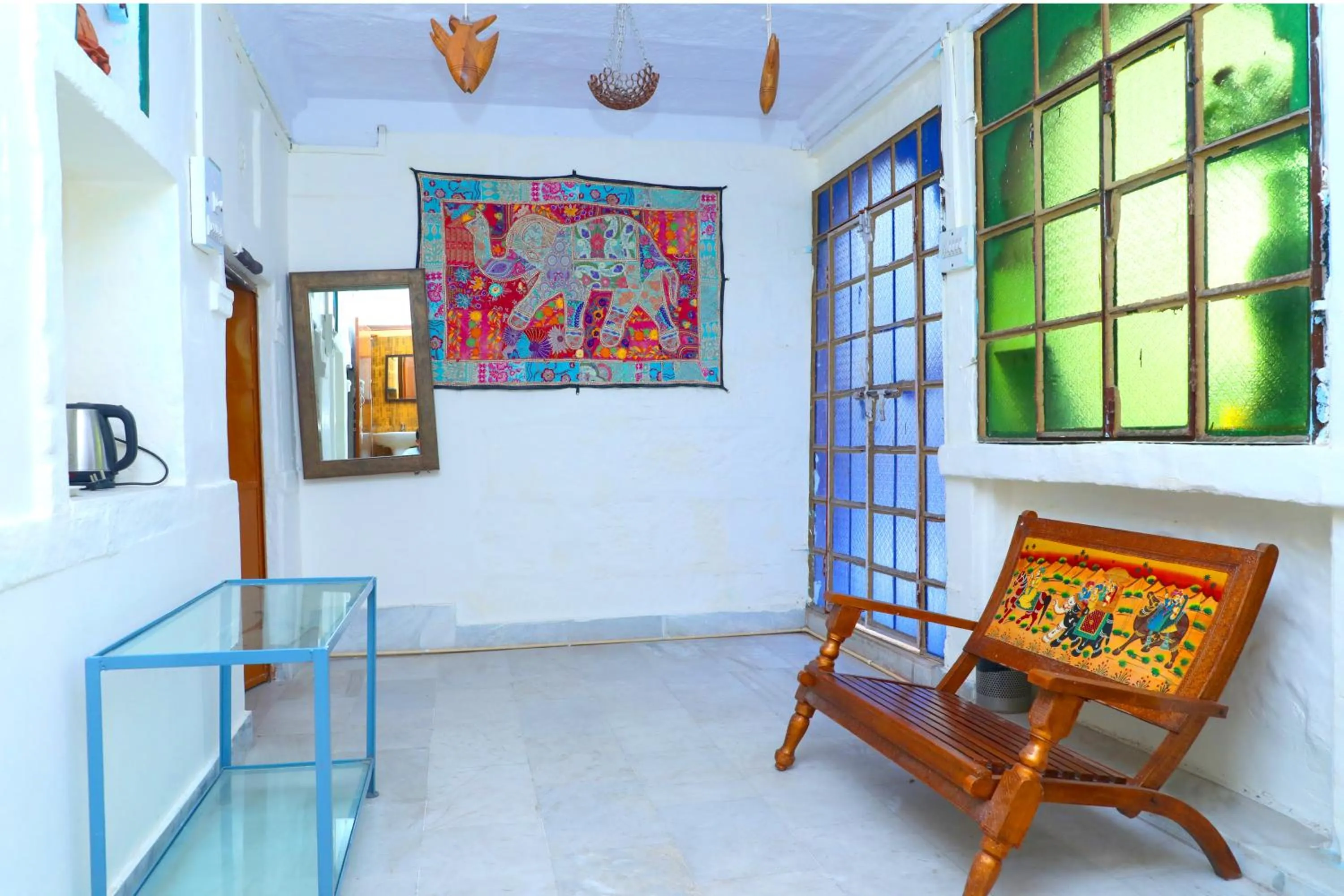 Seating area in Jodhpur Heritage Haveli Guest House