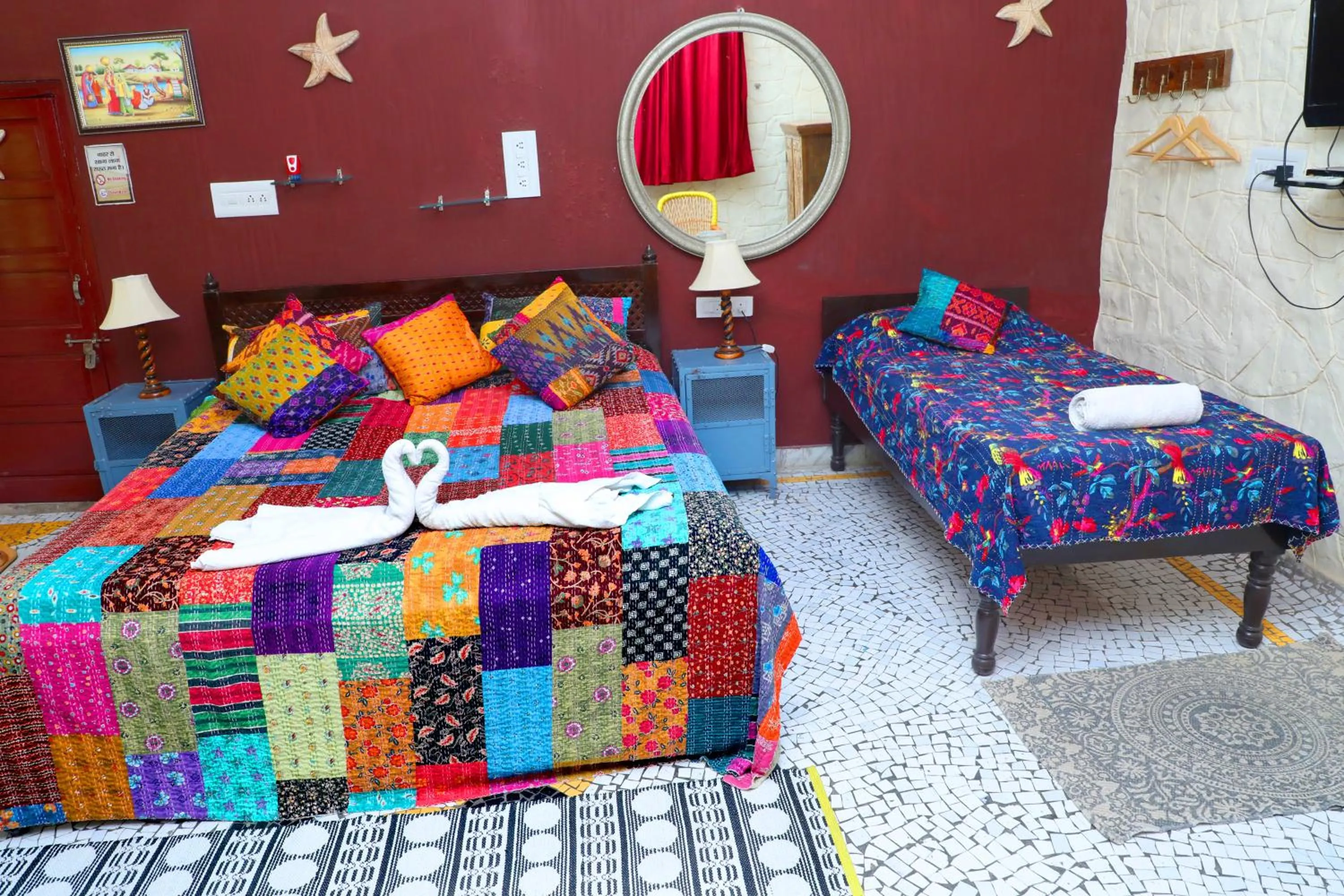 Photo of the whole room, Bed in Jodhpur Heritage Haveli Guest House