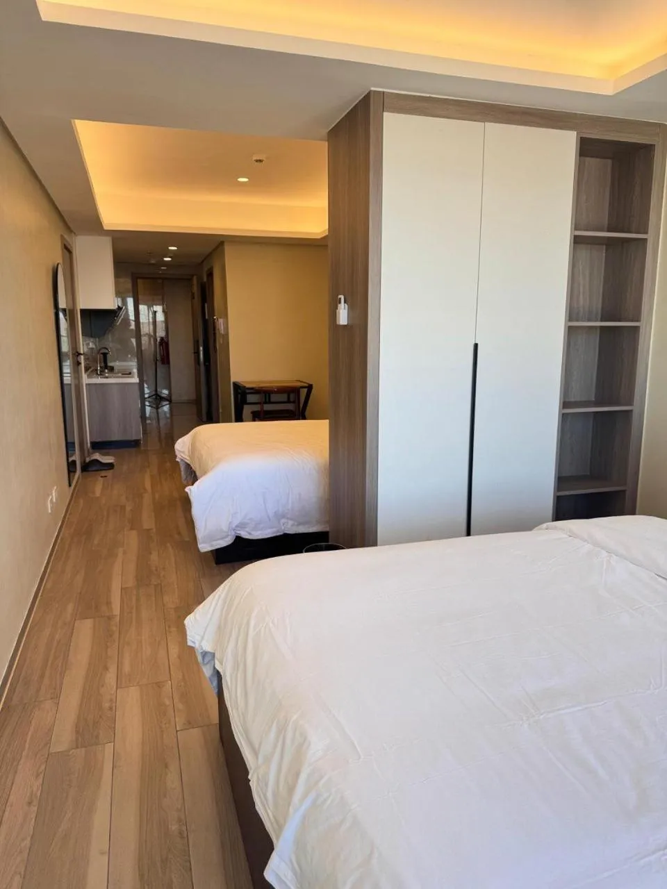 Bed in LCONDOTEL Hotel Studio with Balcony at Imperial Plaza near MOA NAIA PITX