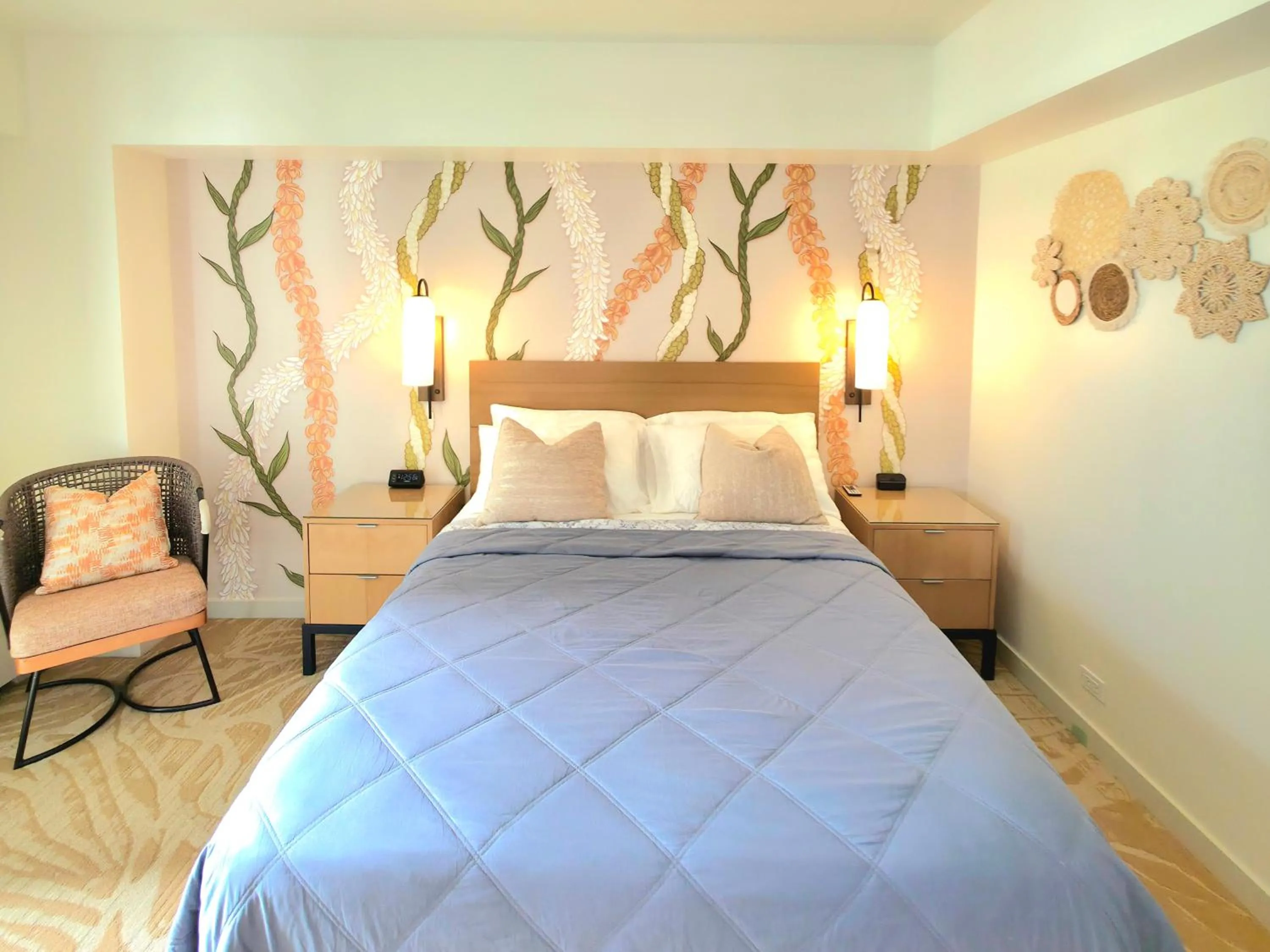 Bed in Ocean View Room at Ala Moana Hotel- Fees include