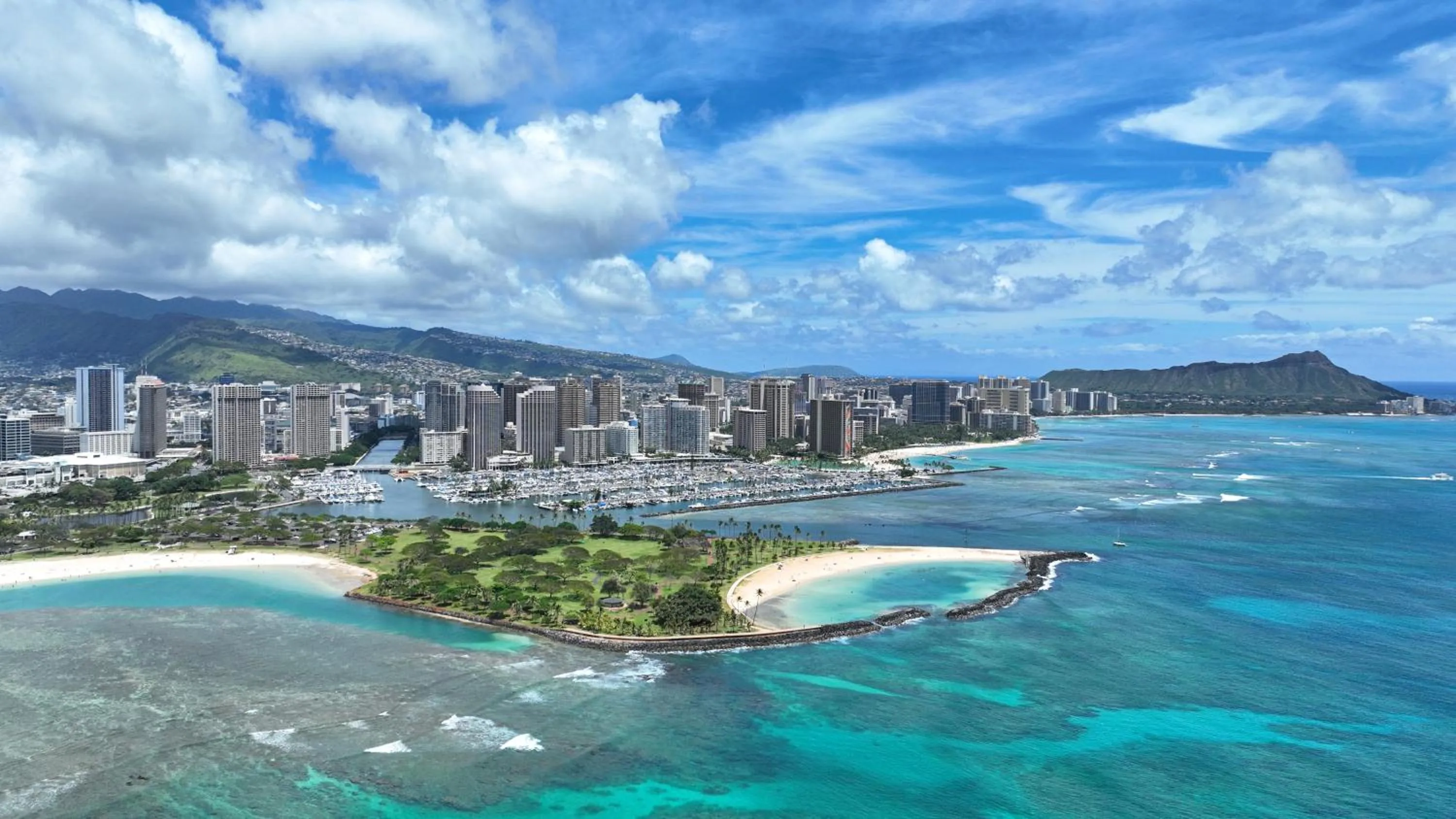Landmark view in Ocean View Room at Ala Moana Hotel- Fees include