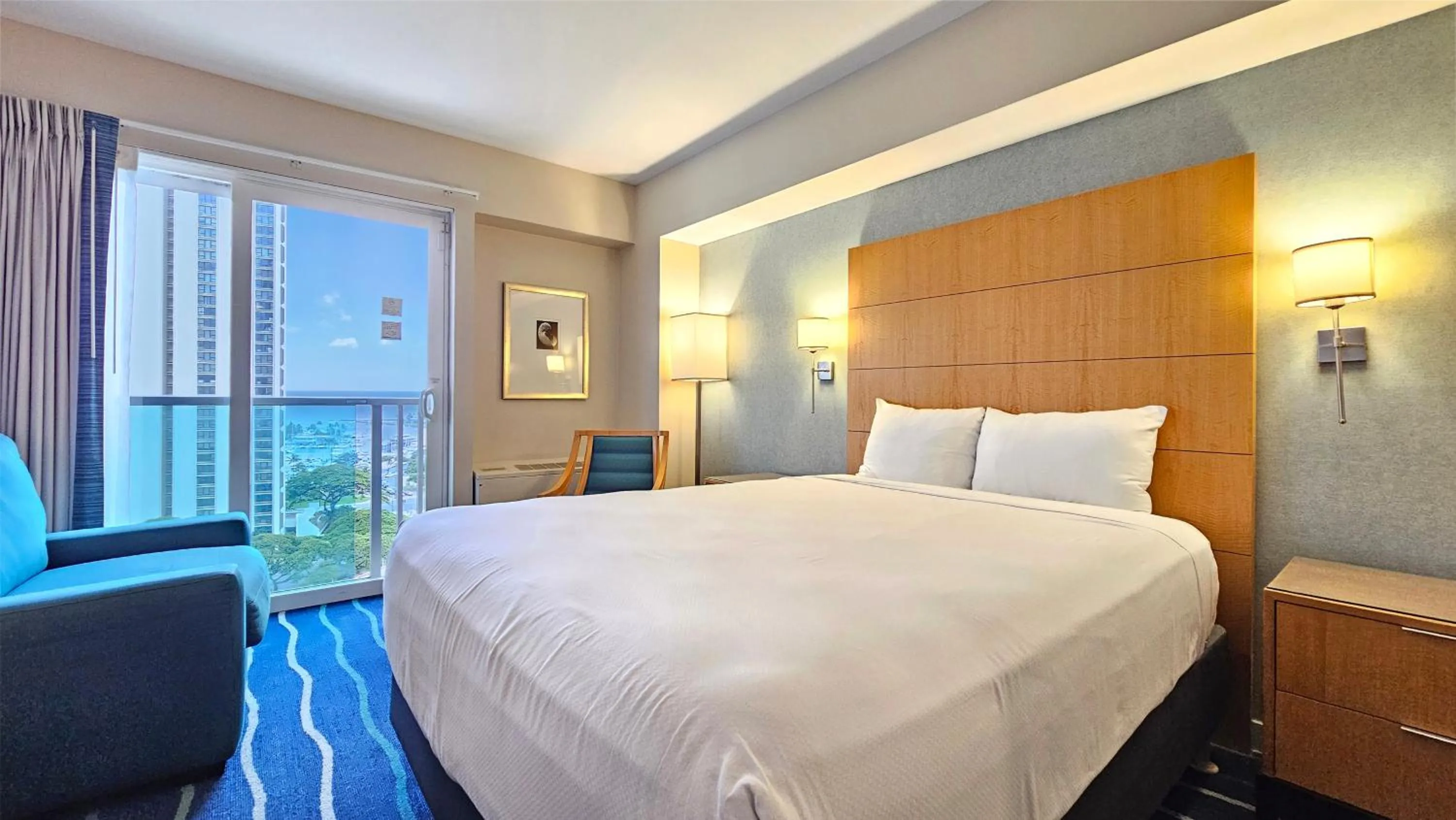 Bedroom, Bed in Ocean View Room at Ala Moana Hotel- Fees include