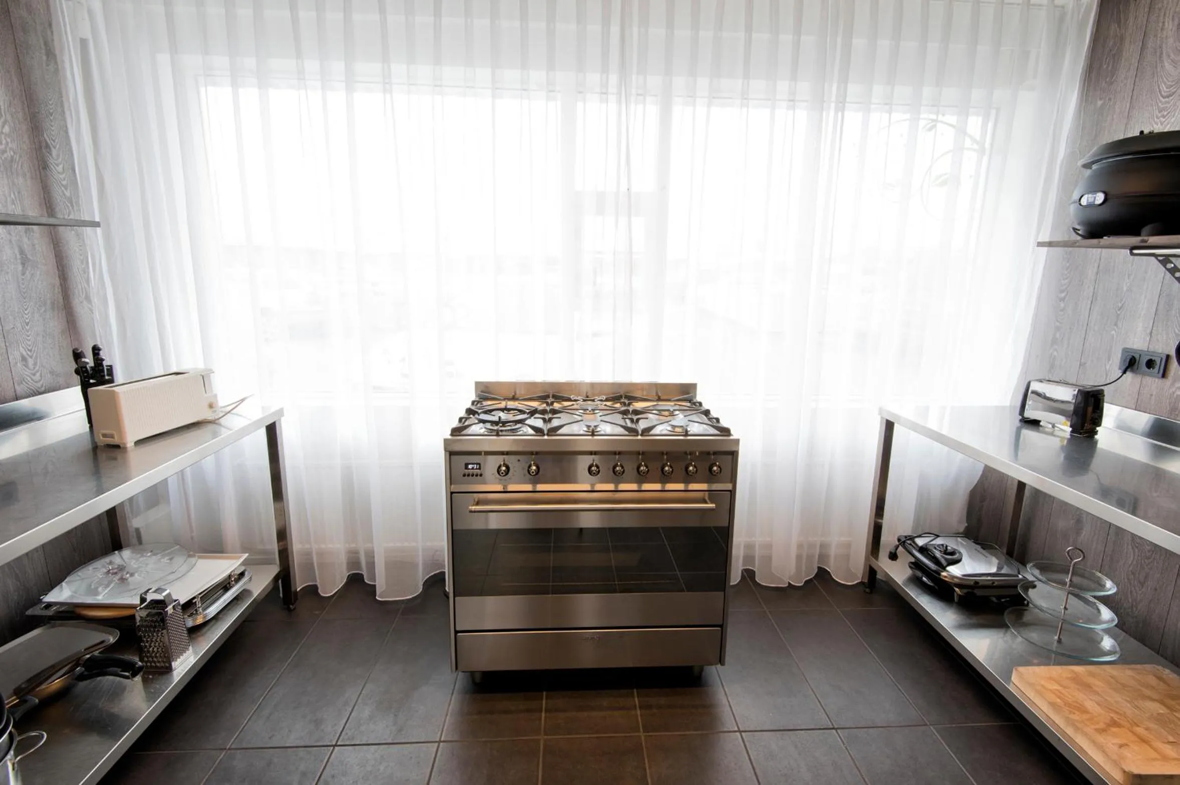 Communal kitchen in B14 Hostel