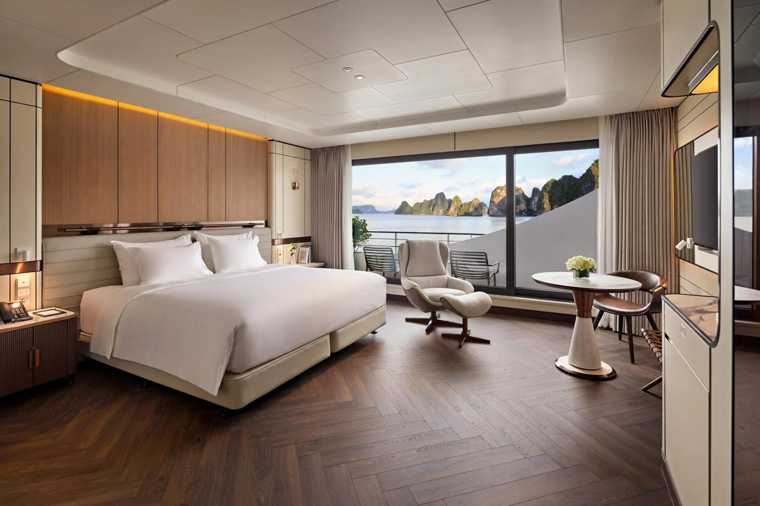 Bedroom, Bed in Grand Pioneers Halong Bay Cruise 2