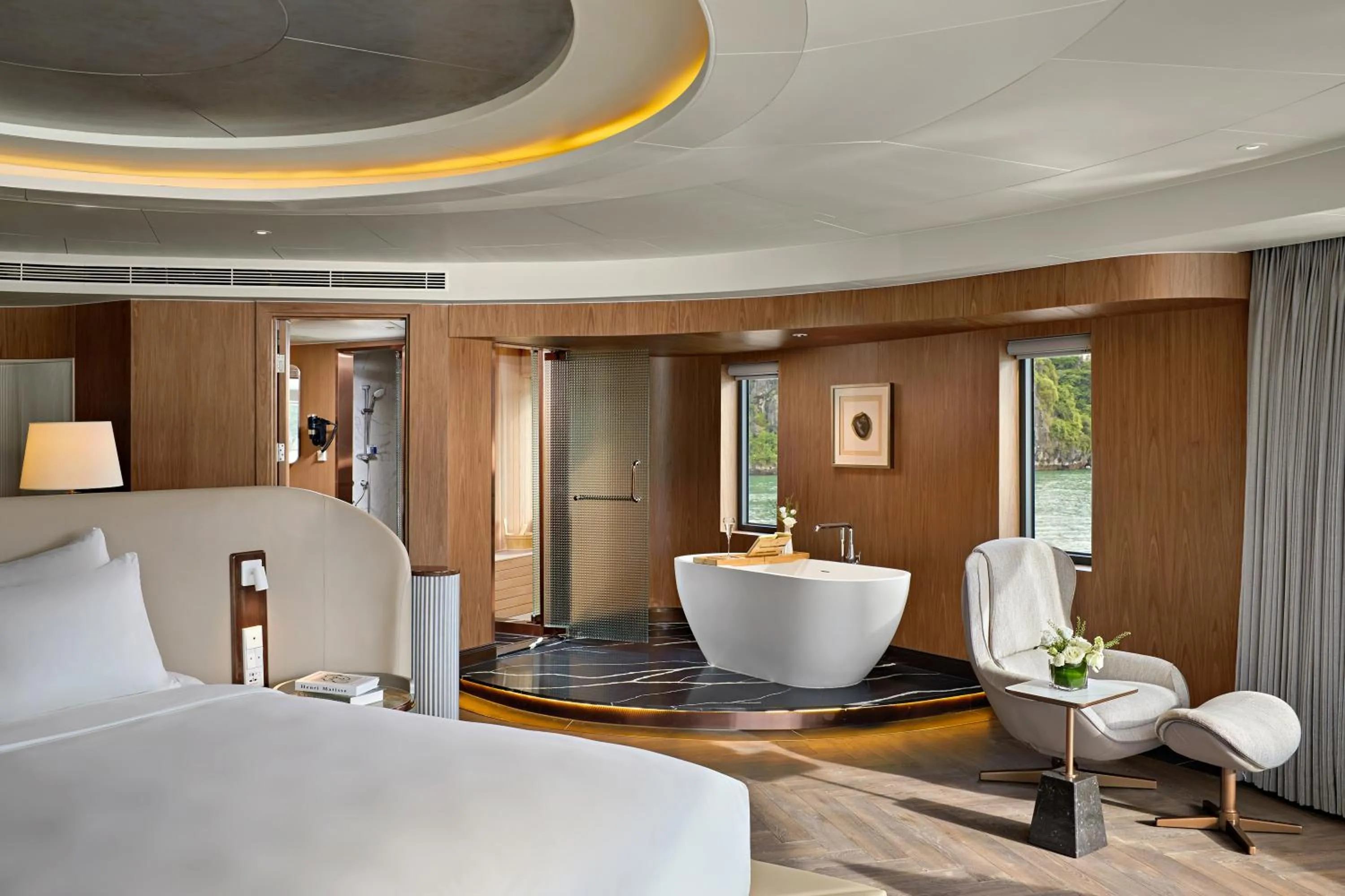 Steam room, Bed in Grand Pioneers Halong Bay Cruise 2