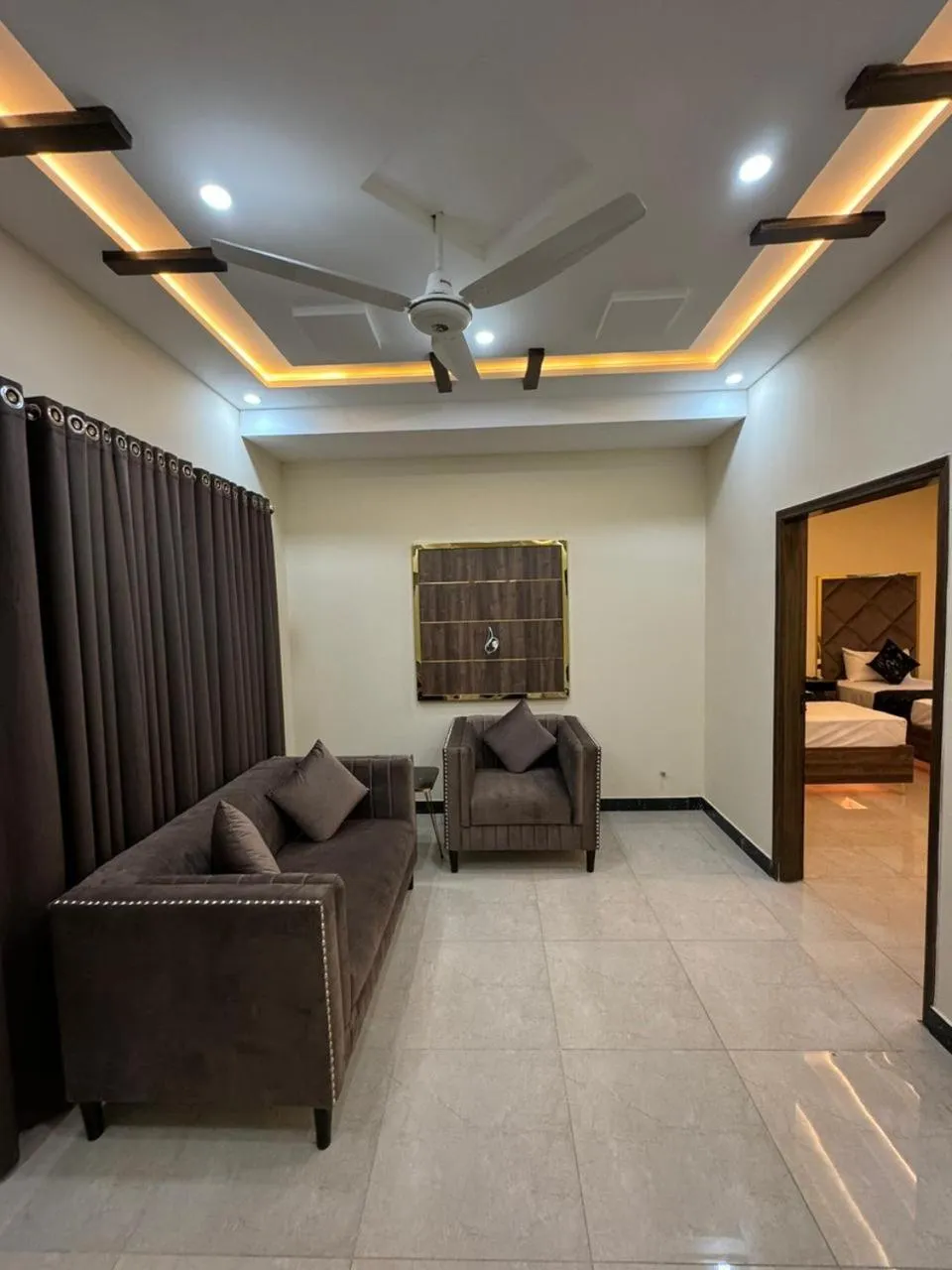 Seating area in Gold Pine Hotel Lahore