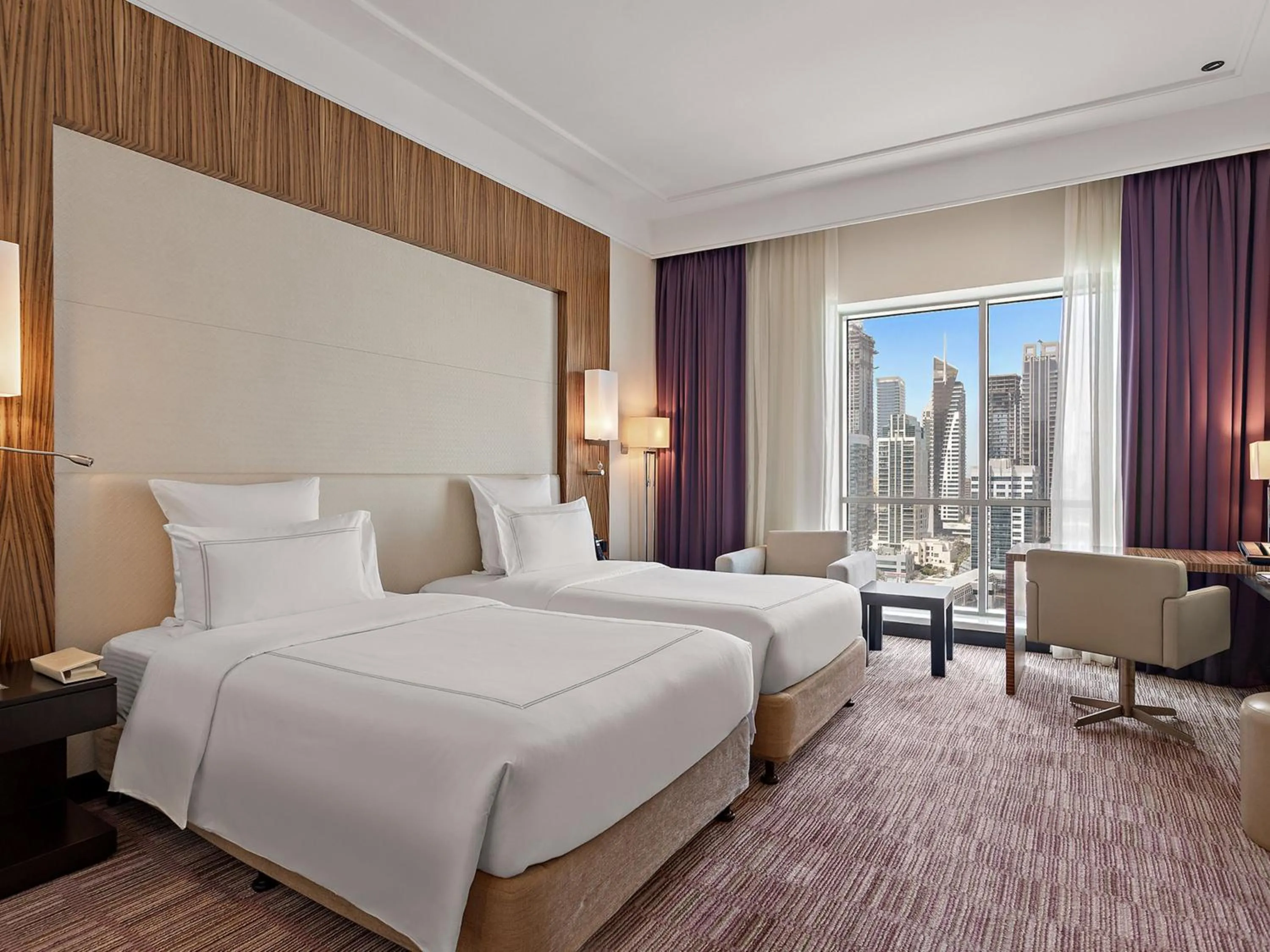 View (from property/room), Bed in Pullman Dubai Jumeirah Lakes Towers