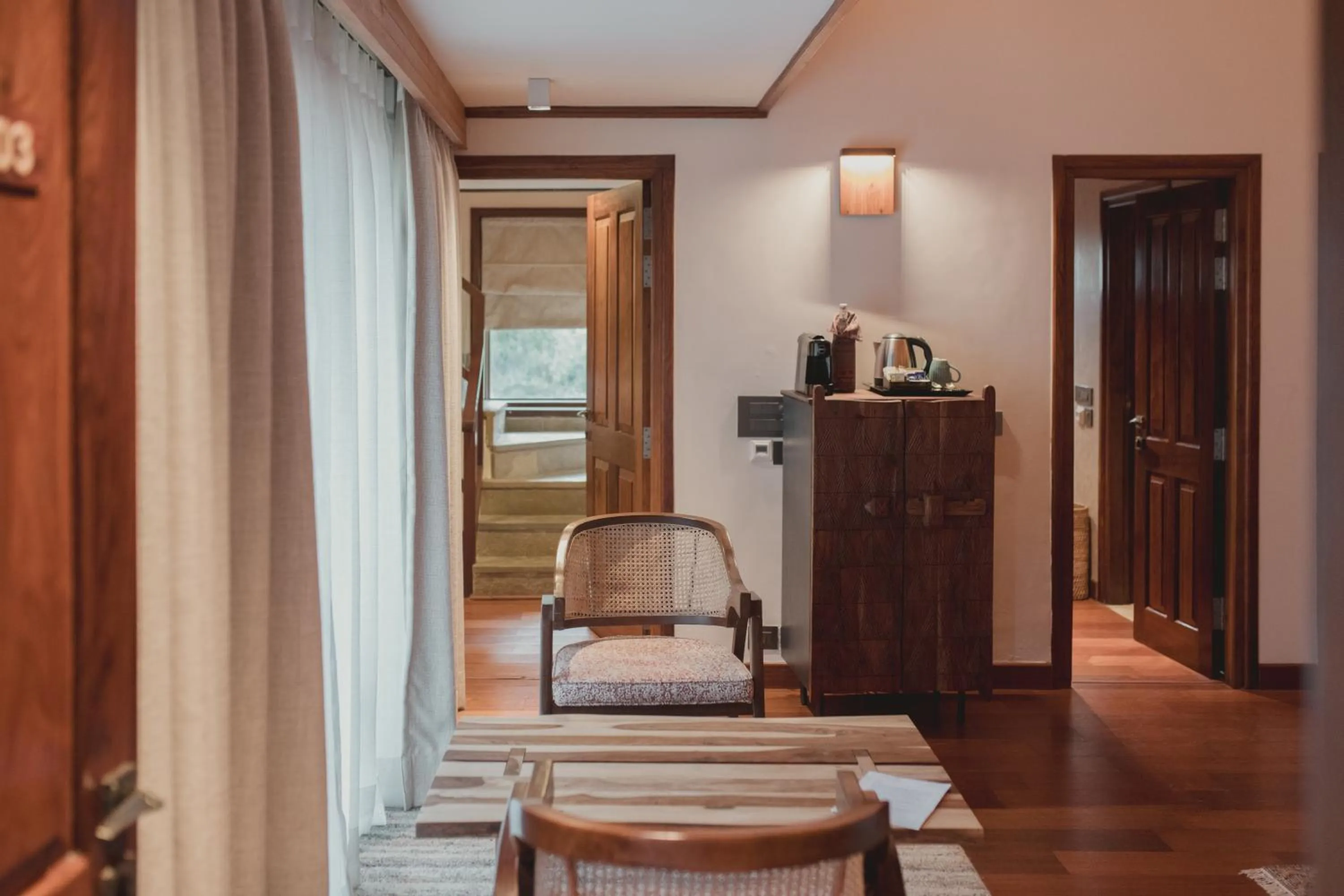 Seating area in Brij Atmanya Bhowali, Nainital, A Luxury Mountain Escape