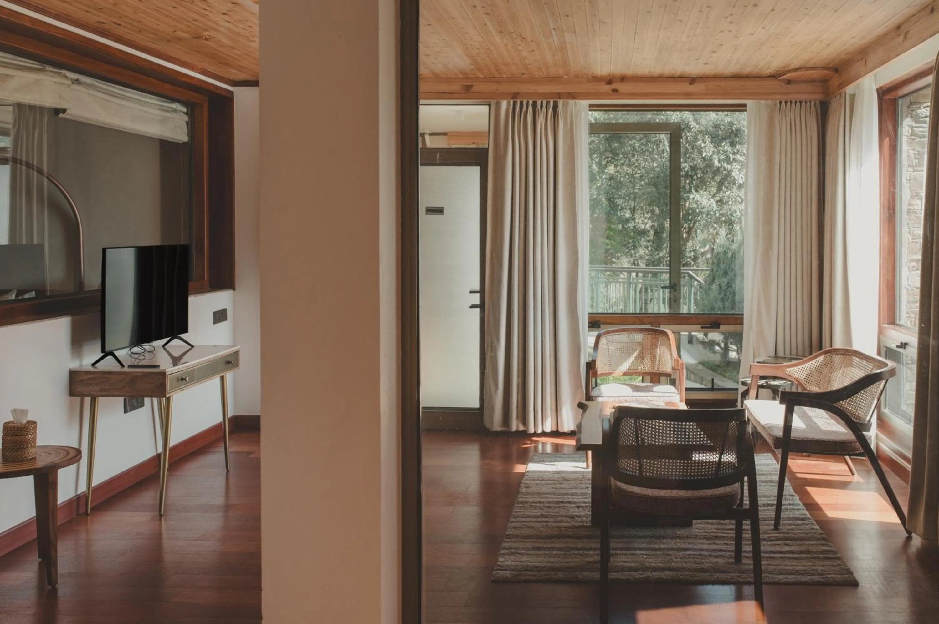 Seating area in Brij Atmanya Bhowali, Nainital, A Luxury Mountain Escape