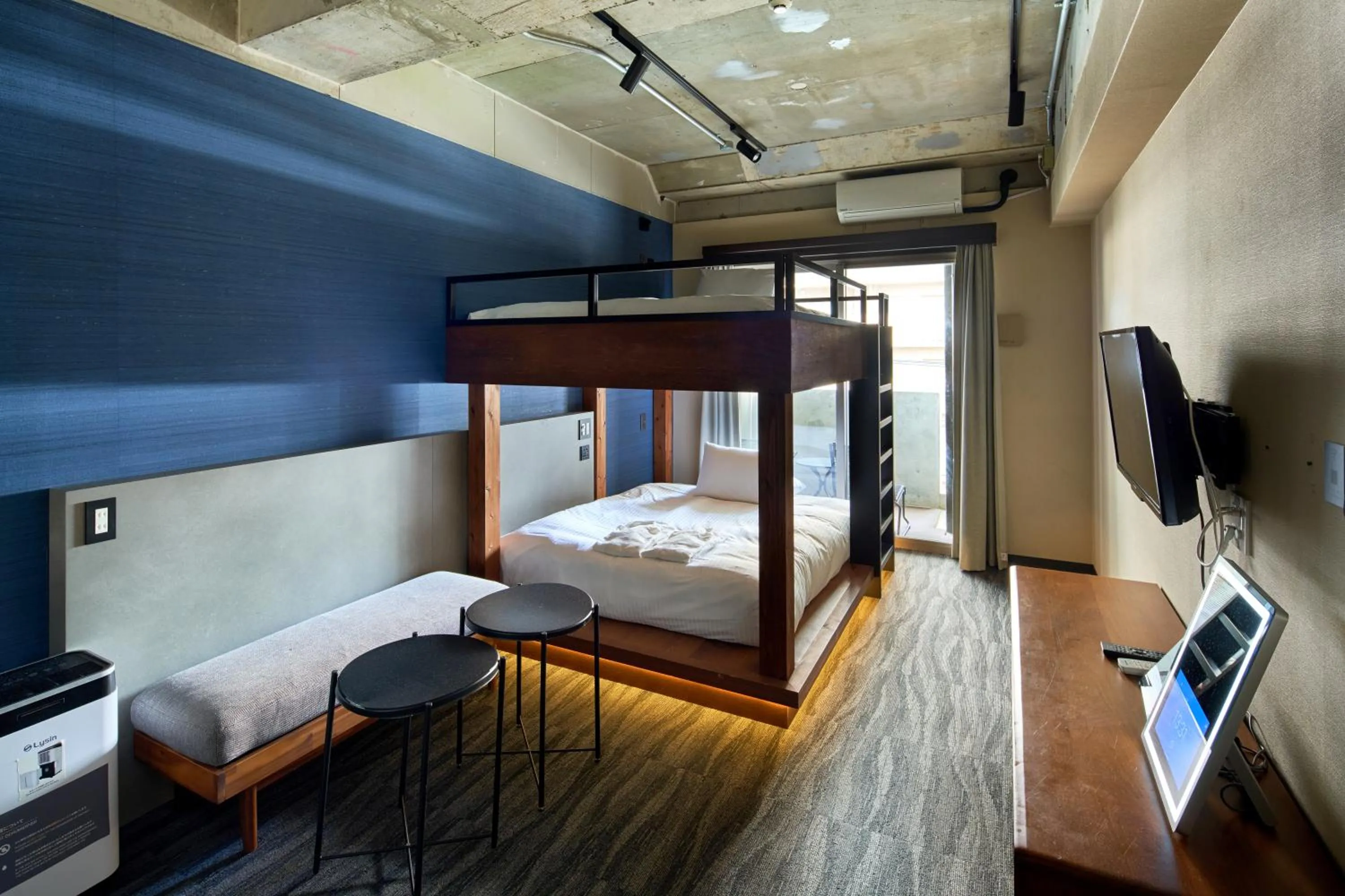 Photo of the whole room, Bed in B/C HOTEL NAHA Hotel with Rental Car