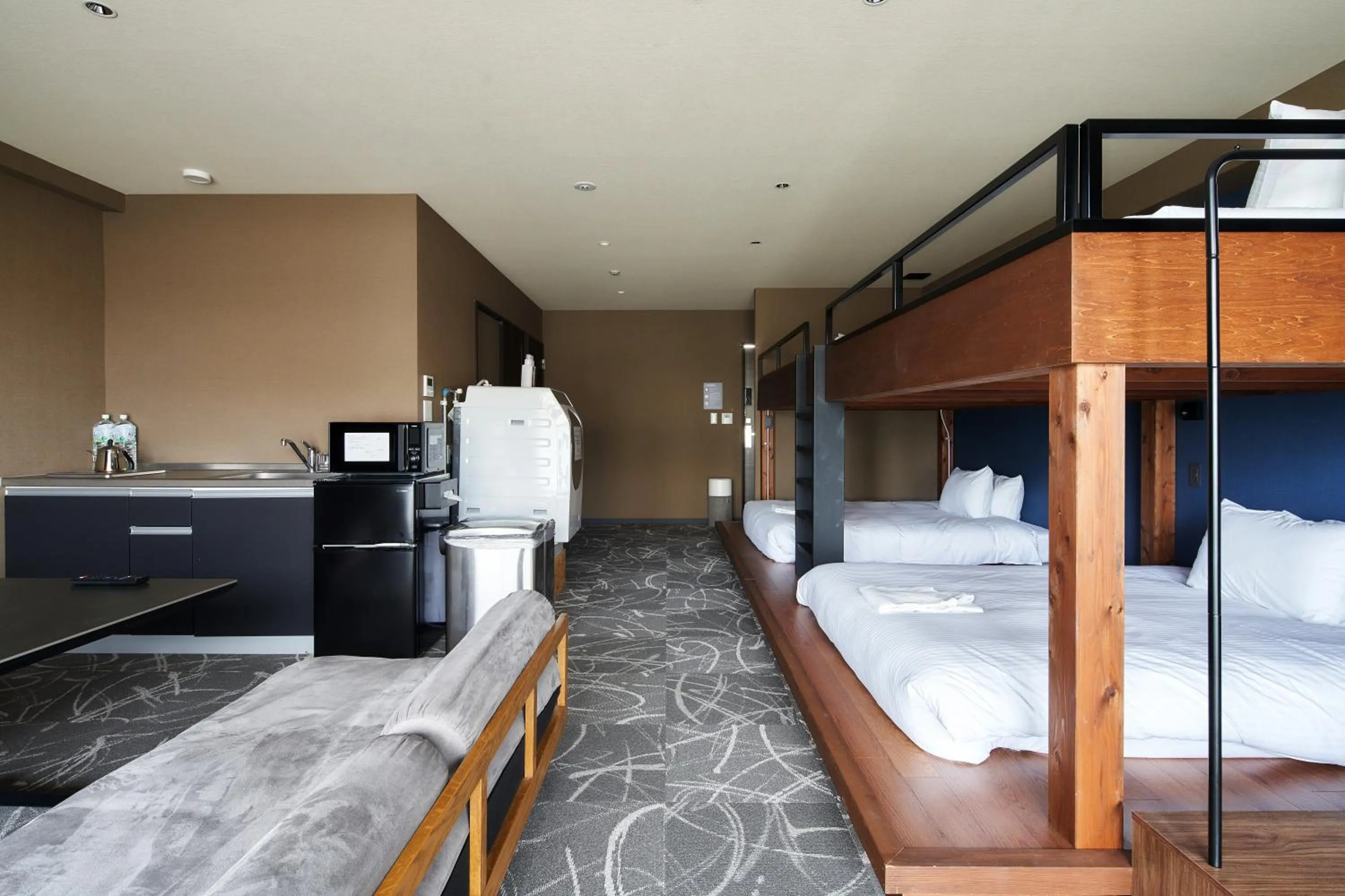 Kitchen or kitchenette, Bed in B/C HOTEL NAHA Hotel with Rental Car