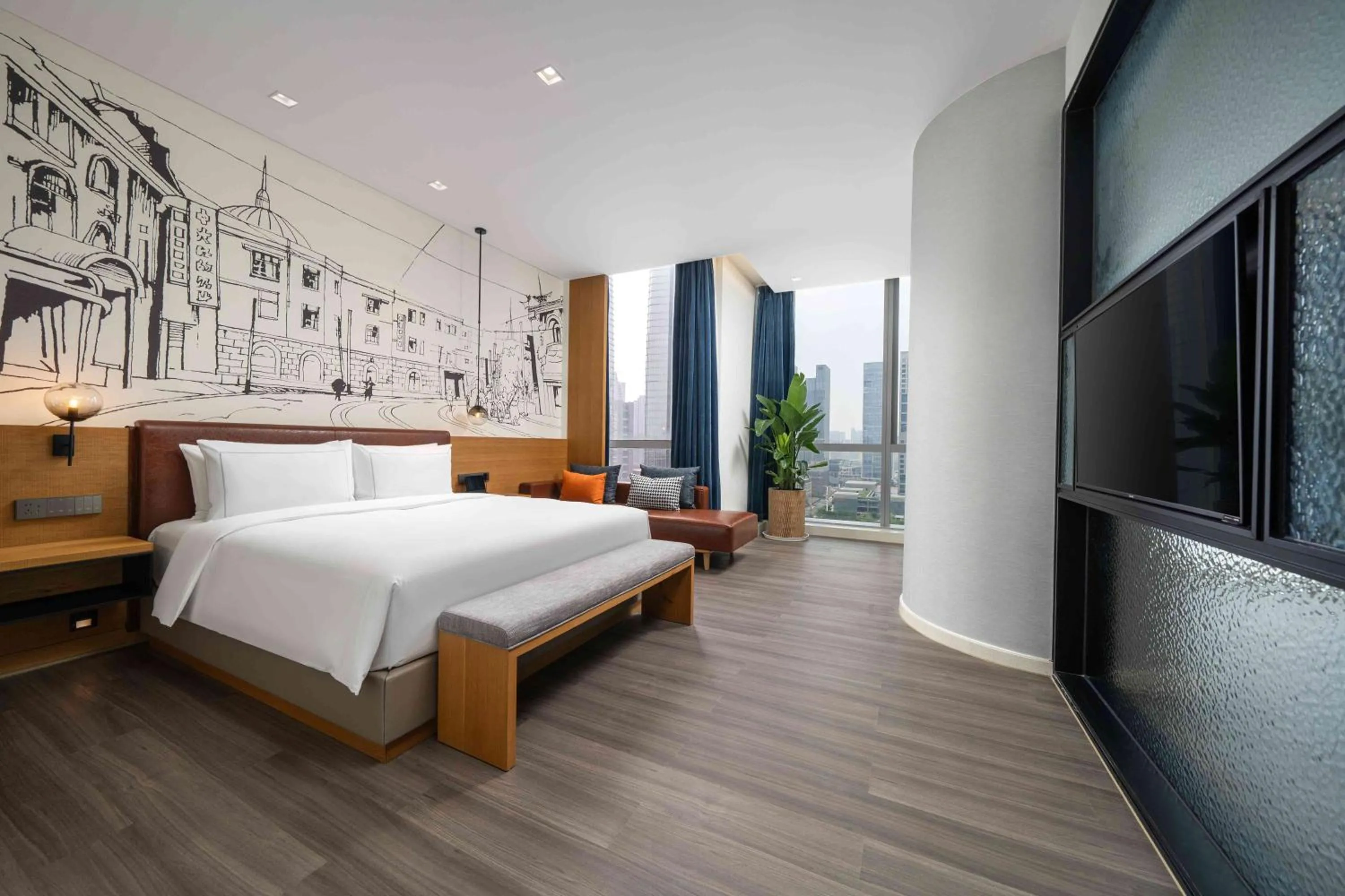 Bed in UrCove by HYATT Guangzhou Canton Tower Exhibition CenterFree shuttle buses for the Canton Fair and the certificate - handling points for Phase 1