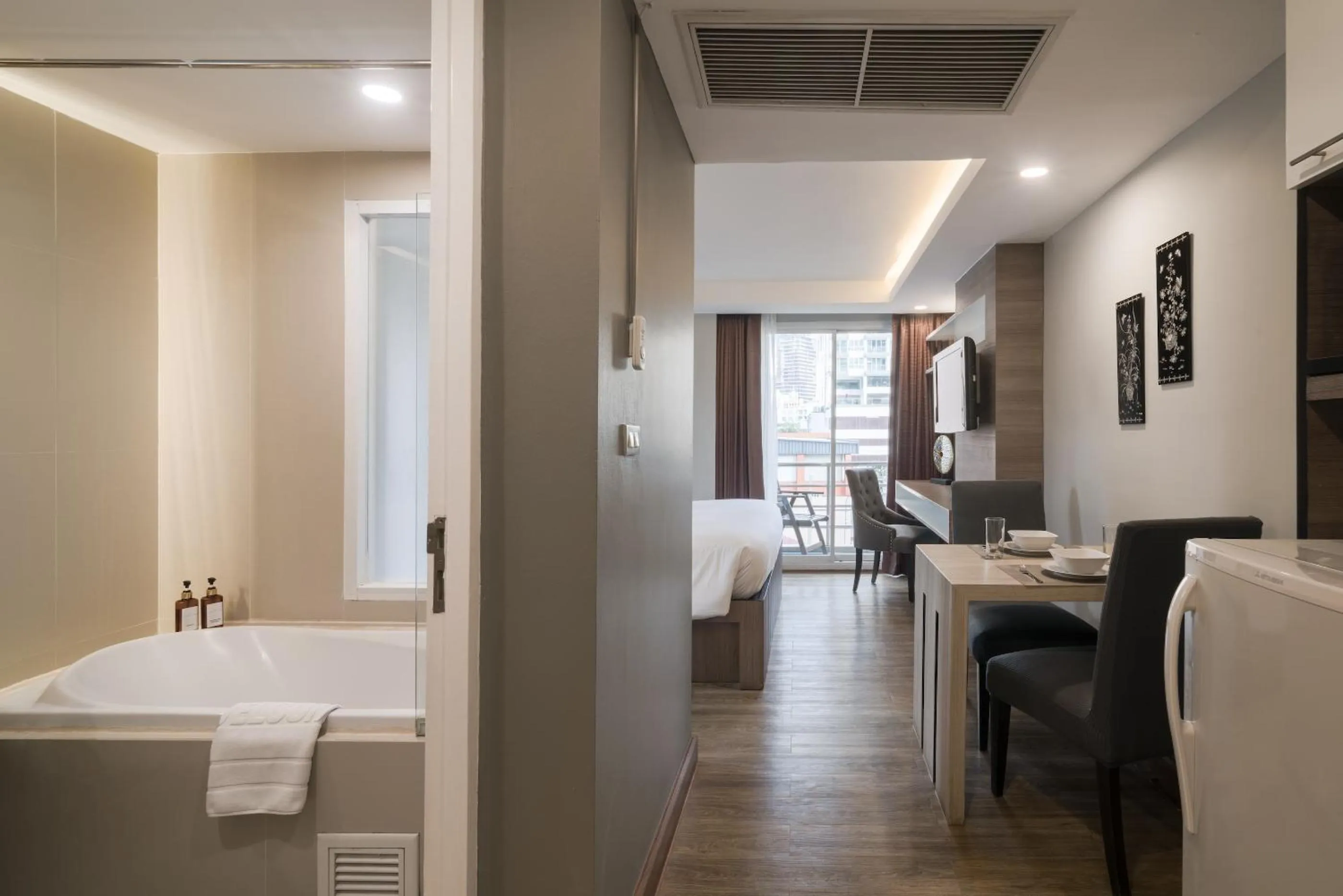 Bathroom, Bed in Aspira Suites Sukhumvit 20