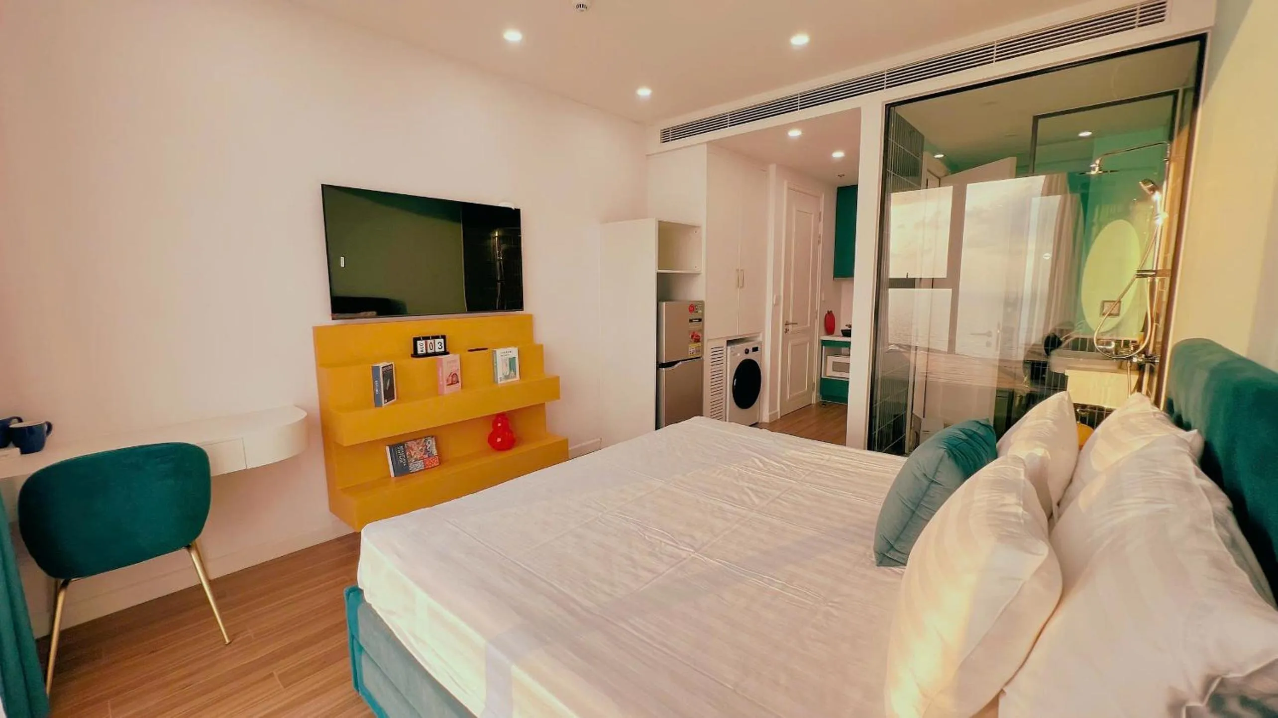 Bedroom, Bed in We Young Apartments by HOFs - Fireworks & Ocean view