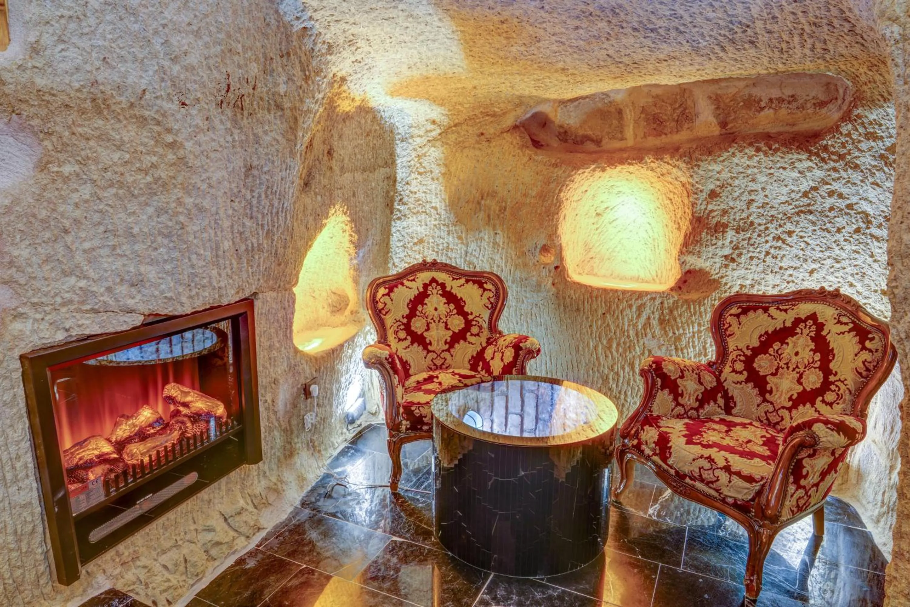 Seating area in Marbay Cave Cappadocia