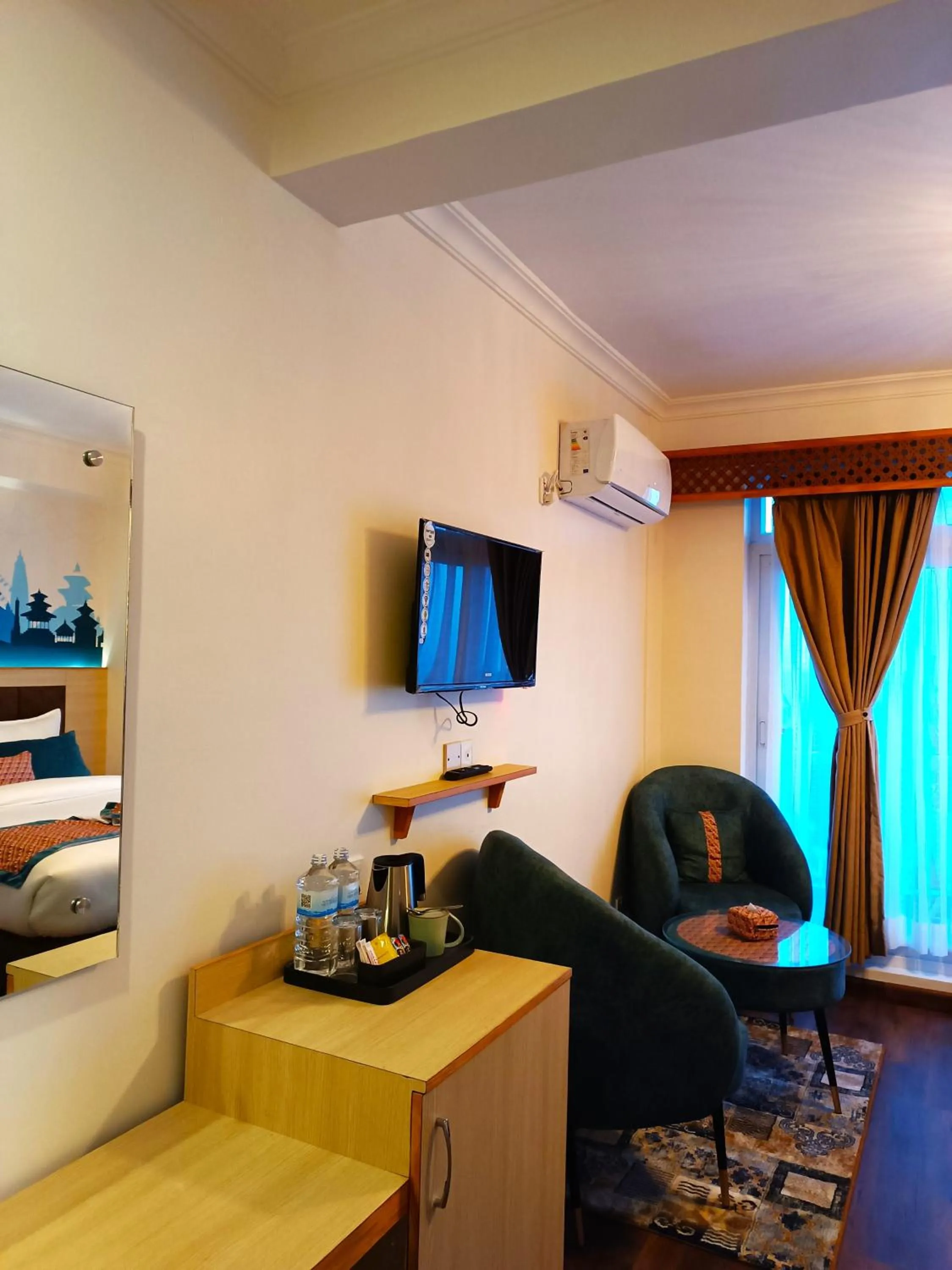 Bedroom, Bed in Mountain Vista Retreat - Nagarkot