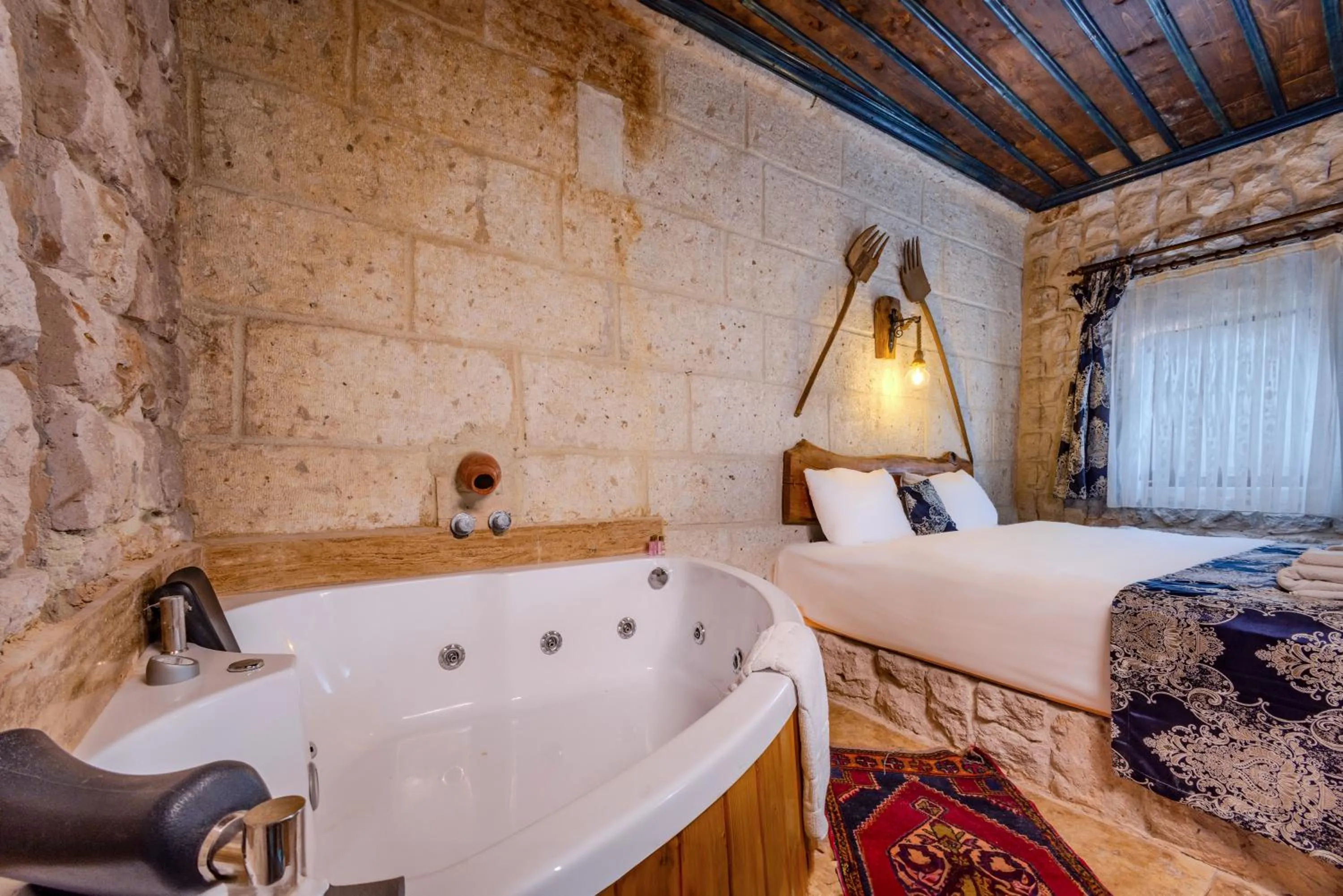 Bed in Lubberona Cave Cappadocia