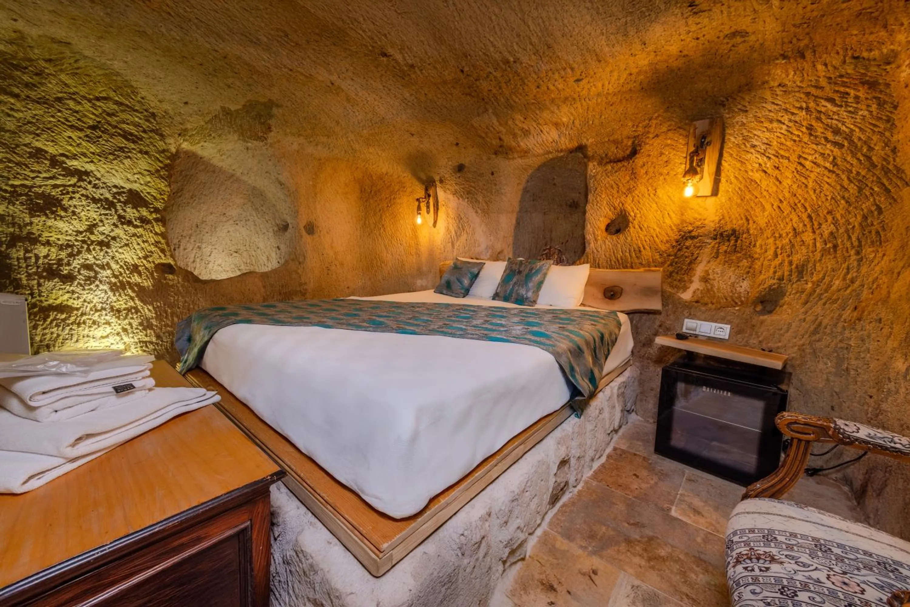 Bed in Lubberona Cave Cappadocia