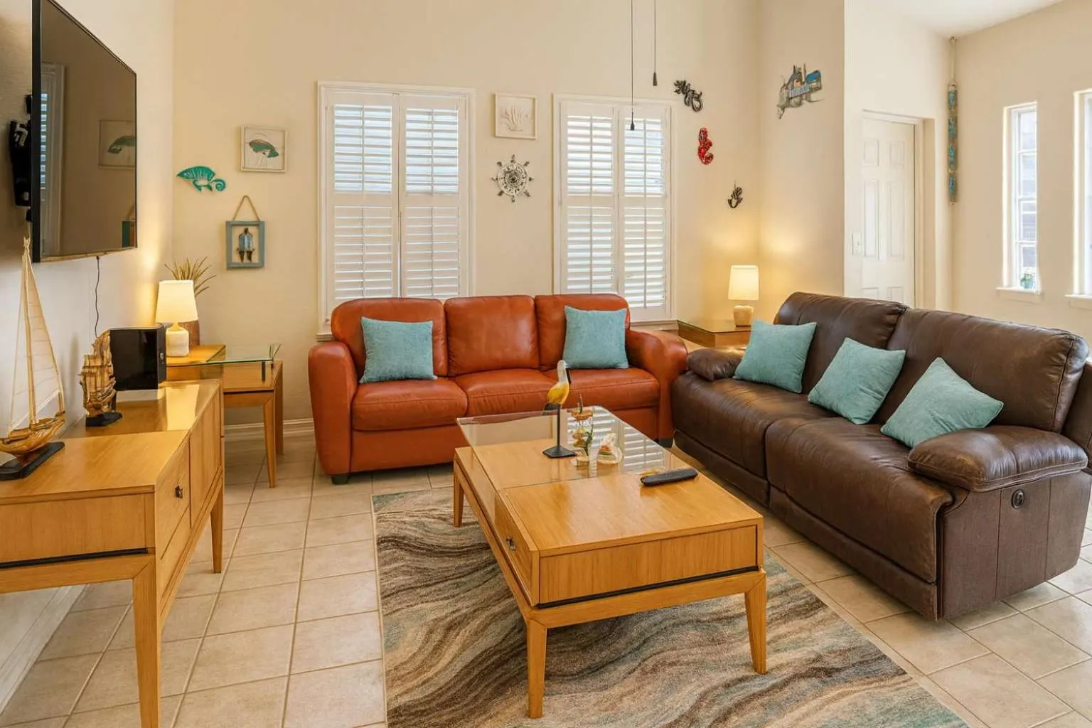 Living room in Beach & Palms condo