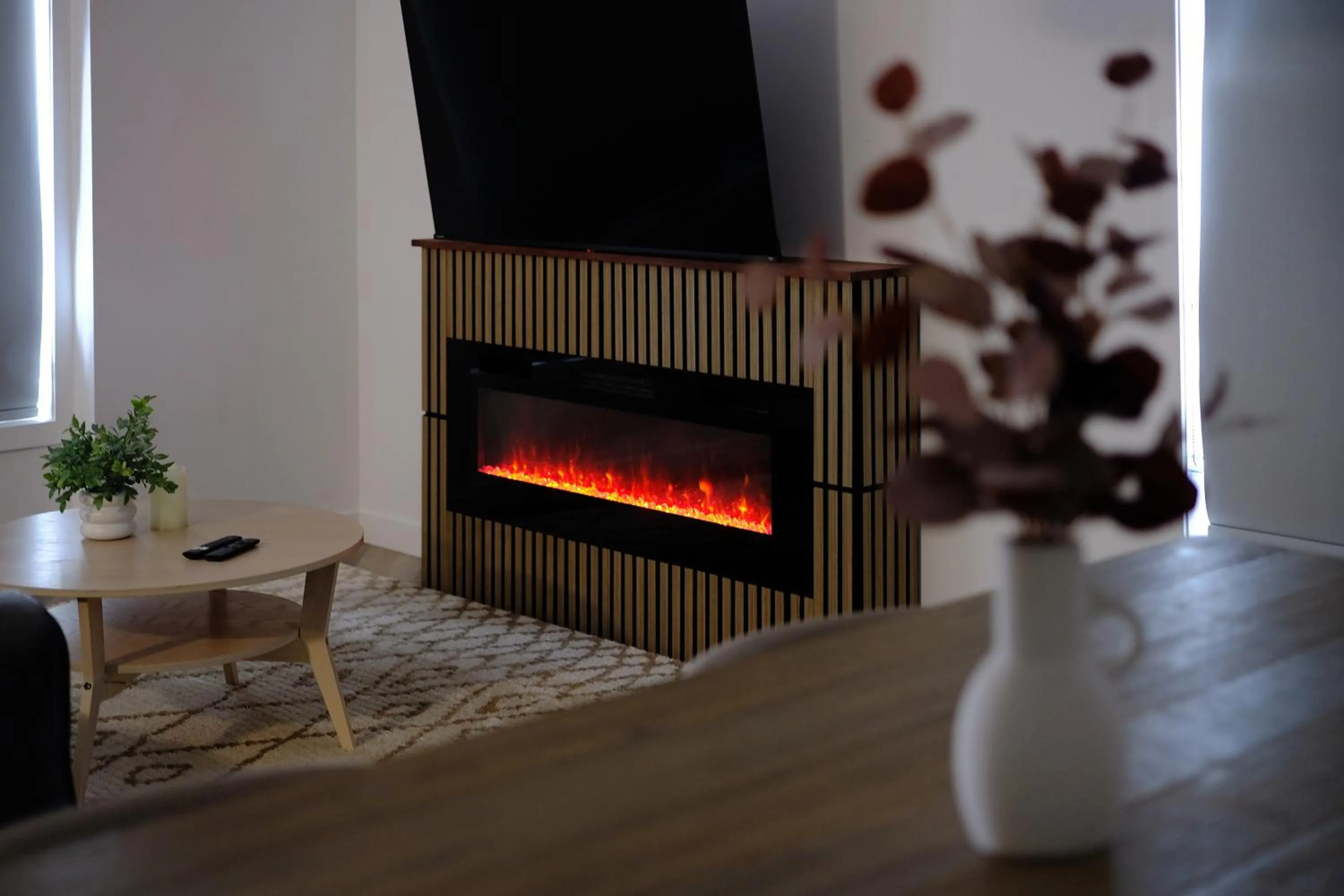 fireplace in Stay Inn Muskoka