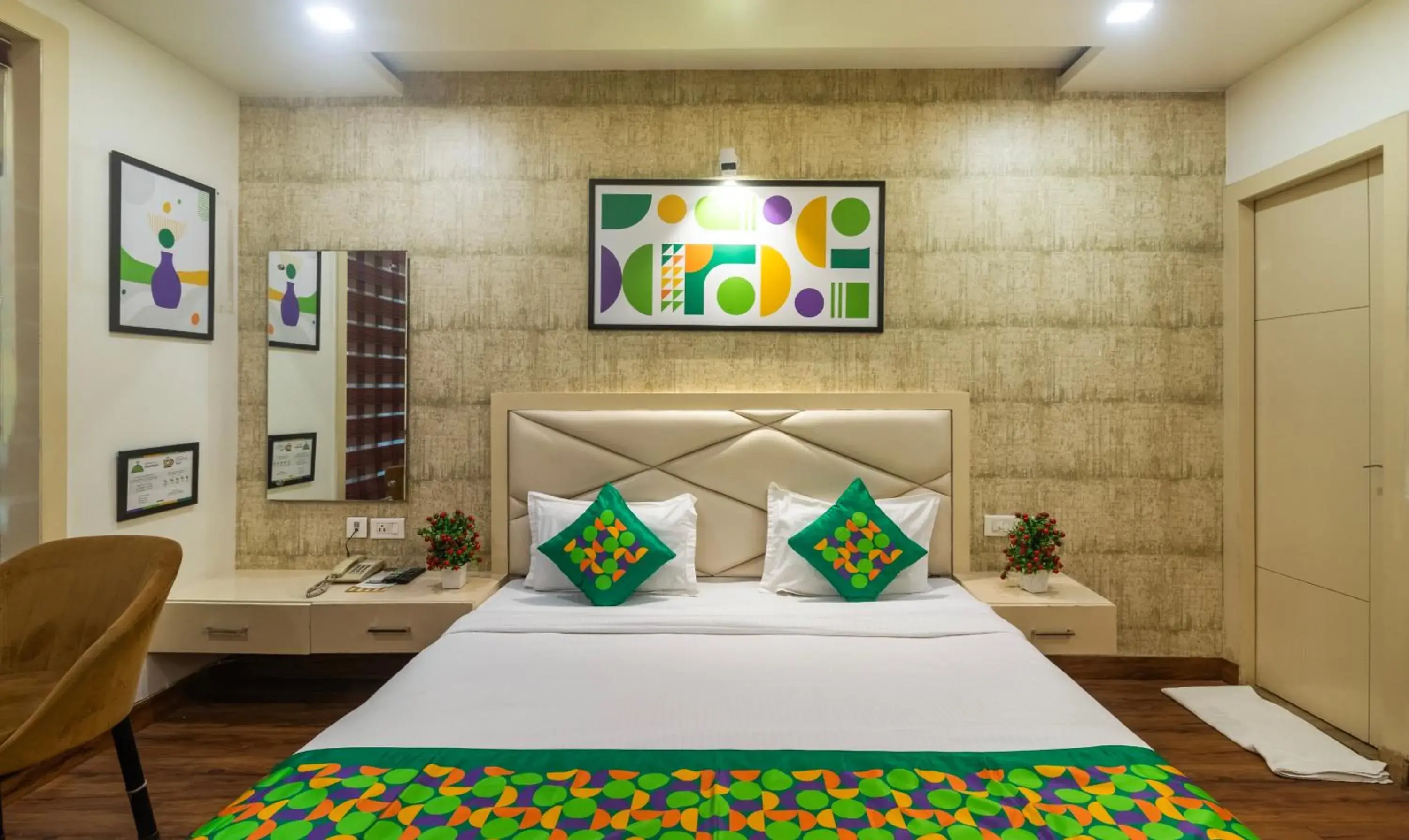 Bedroom, Bed in Treebo Empire Red Carpet Bedroom, Bed in Treebo Empire Red Carpet